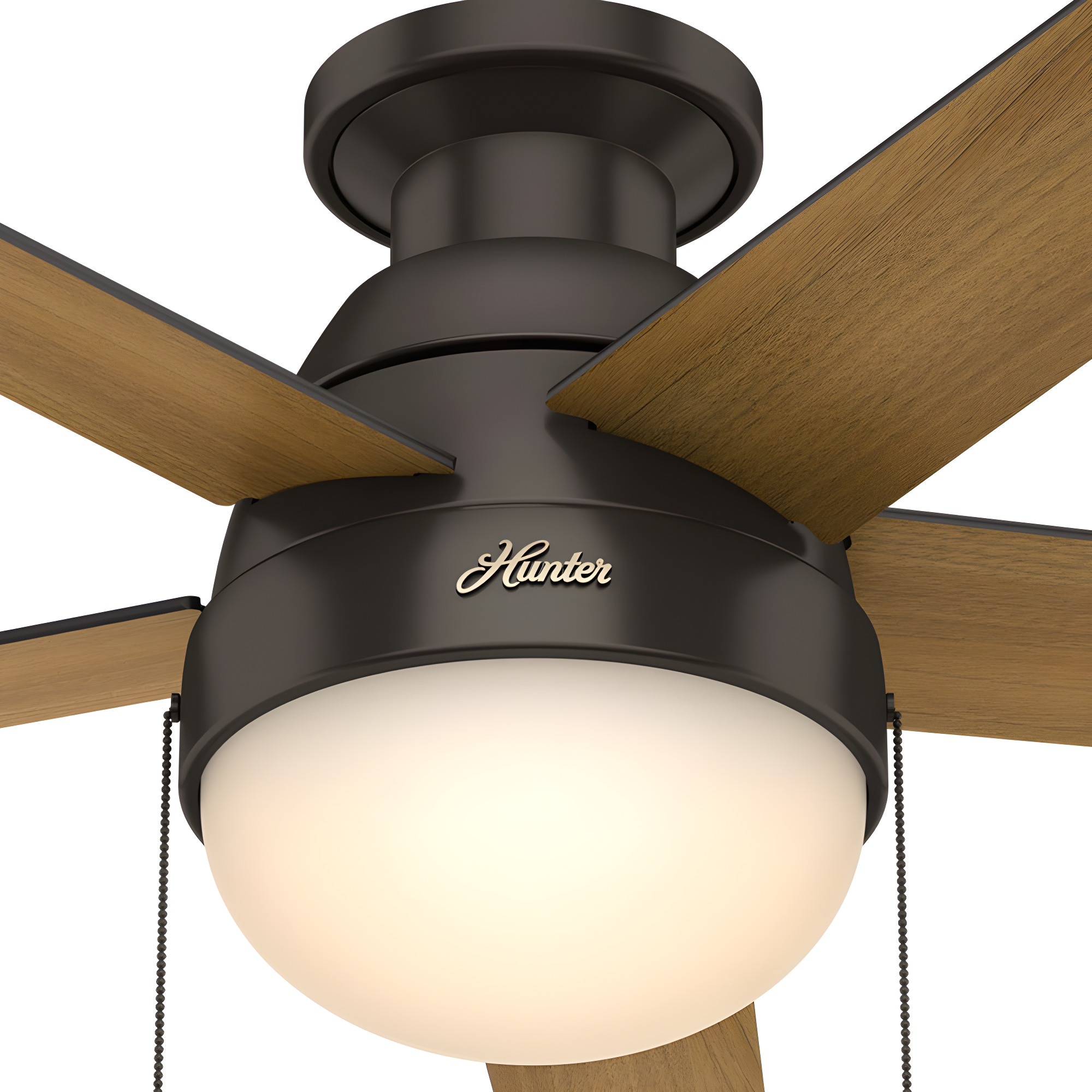 46" Anslee 5 - Blade LED Flush Mount Ceiling Fan with Pull Chain and Light Kit Included