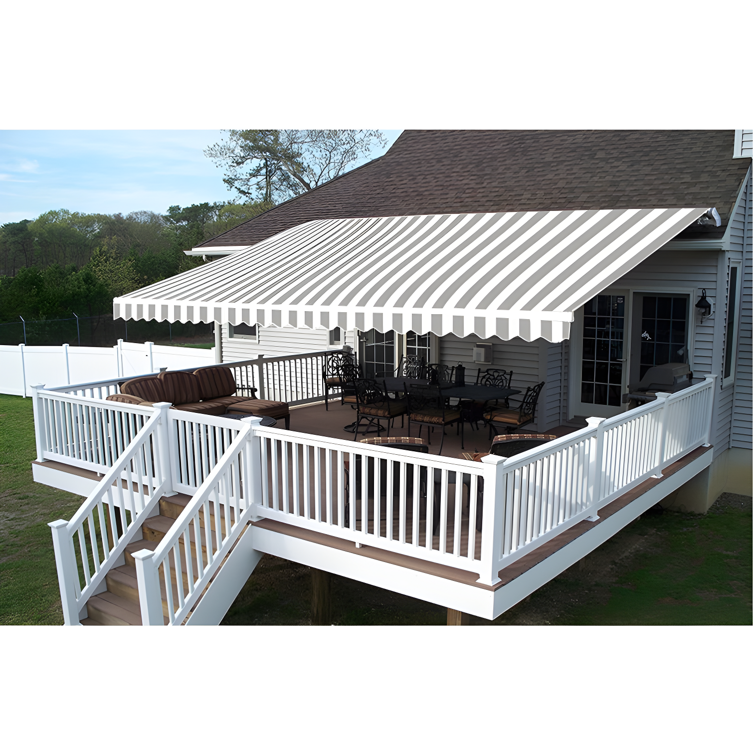 Retractable Patio Awning - White Frame