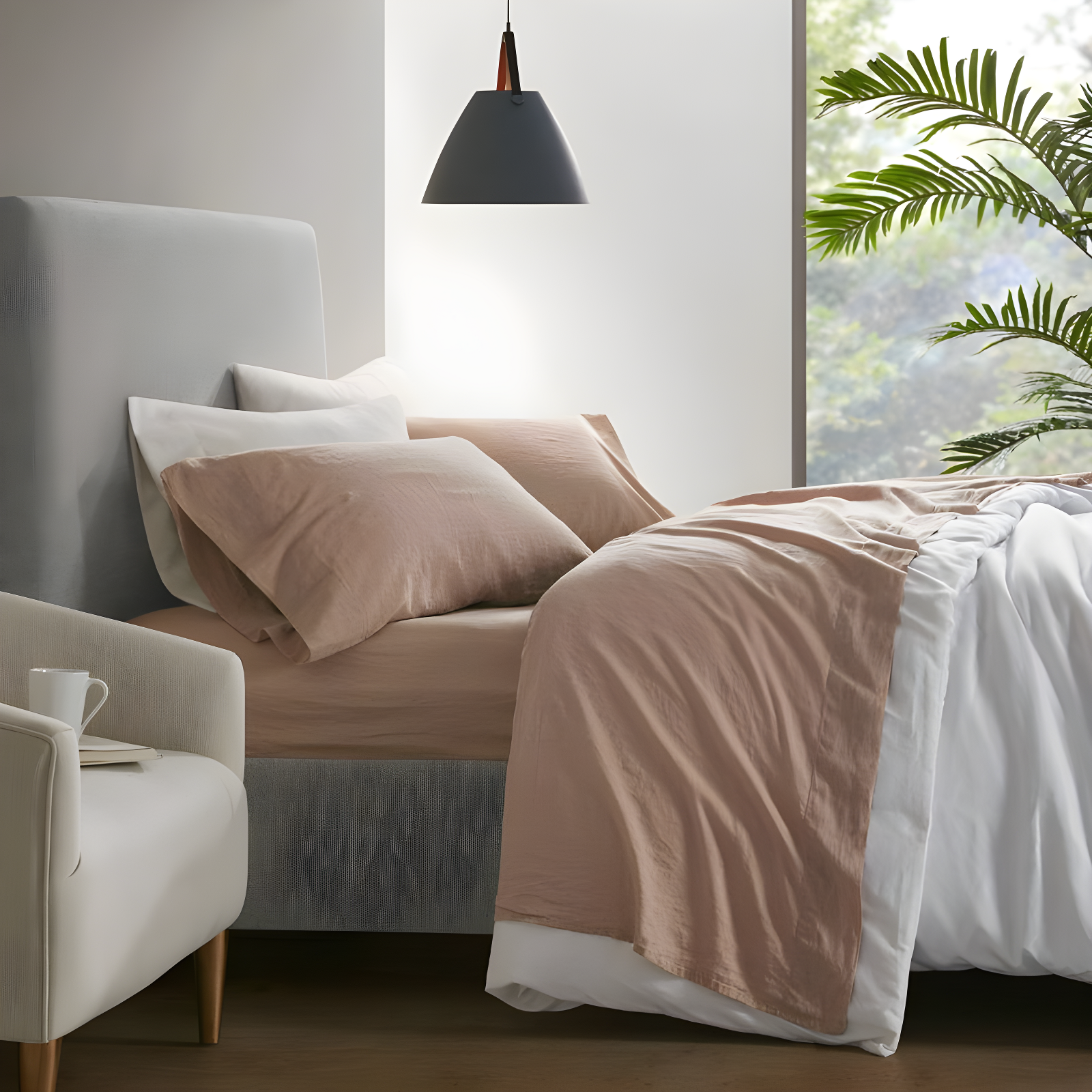 Madison Park Linen Blend 4 Piece Sheet Set