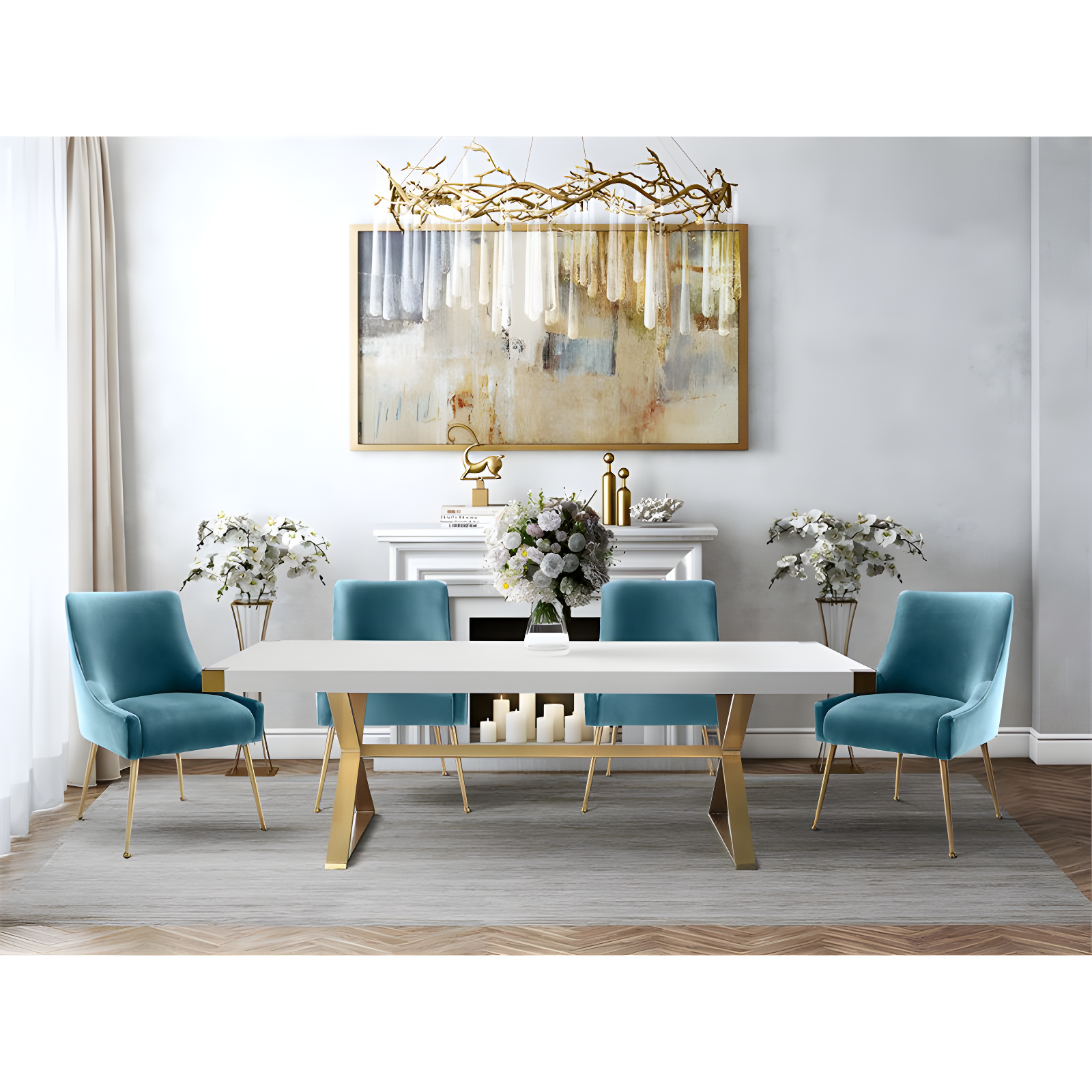 Beatrix 19'' H Velvet Upholstered Metal Parsons Chair