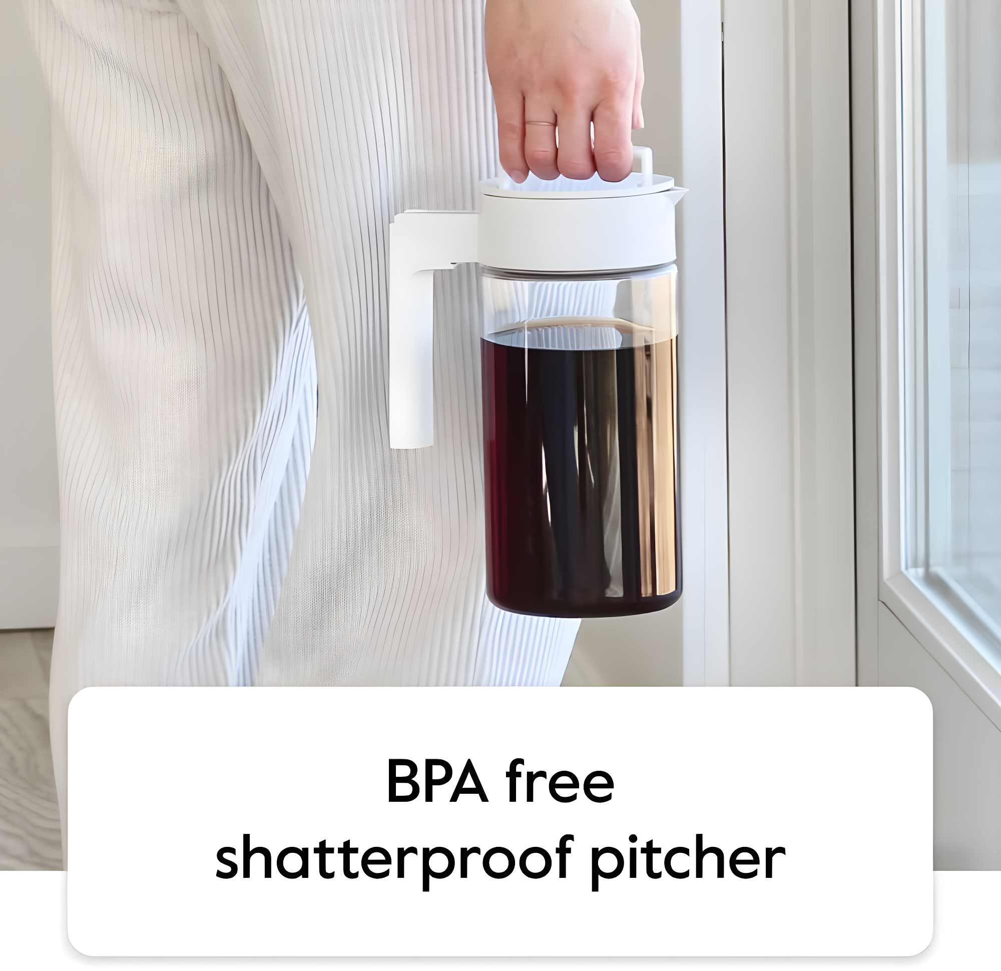 Takeya Patented Deluxe Cold Brew Coffee Maker with Grey Lid Airtight Pitcher, 1 Quart, Stone