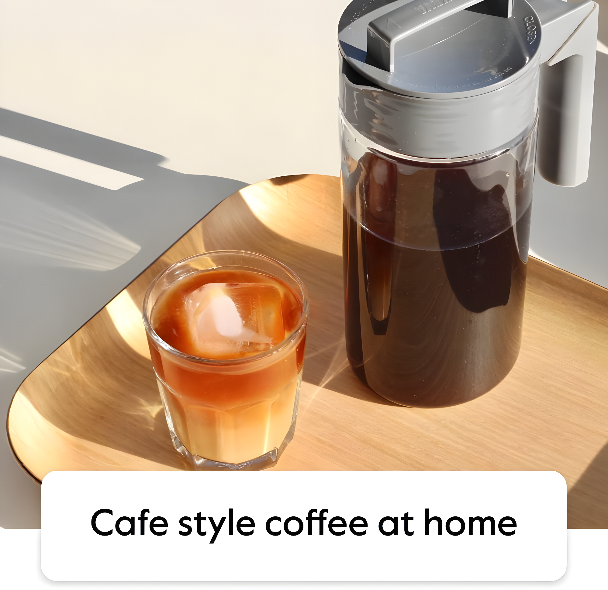 Takeya Patented Deluxe Cold Brew Coffee Maker with Grey Lid Airtight Pitcher, 1 Quart, Stone