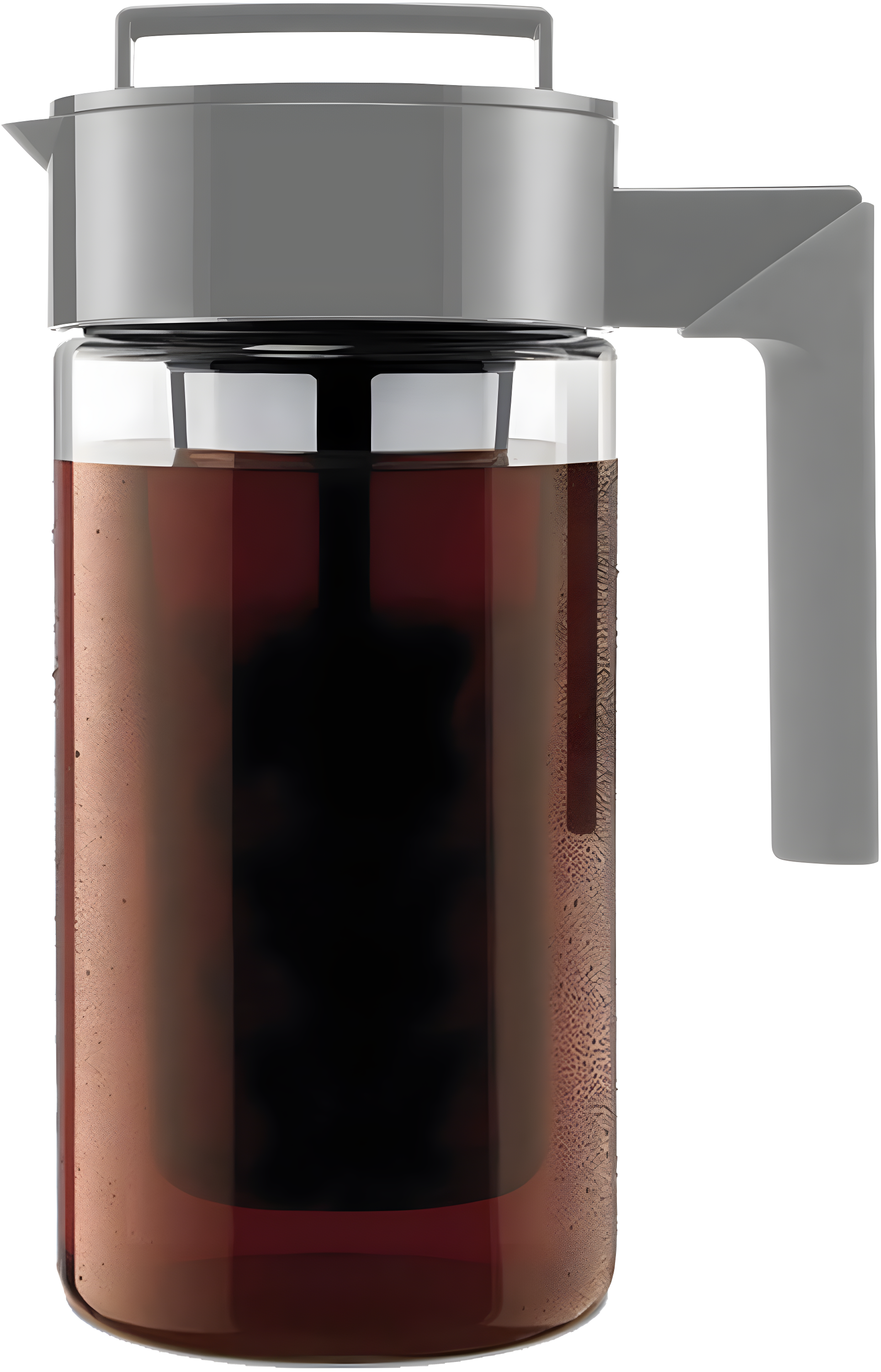 Takeya Patented Deluxe Cold Brew Coffee Maker with Grey Lid Airtight Pitcher, 1 Quart, Stone