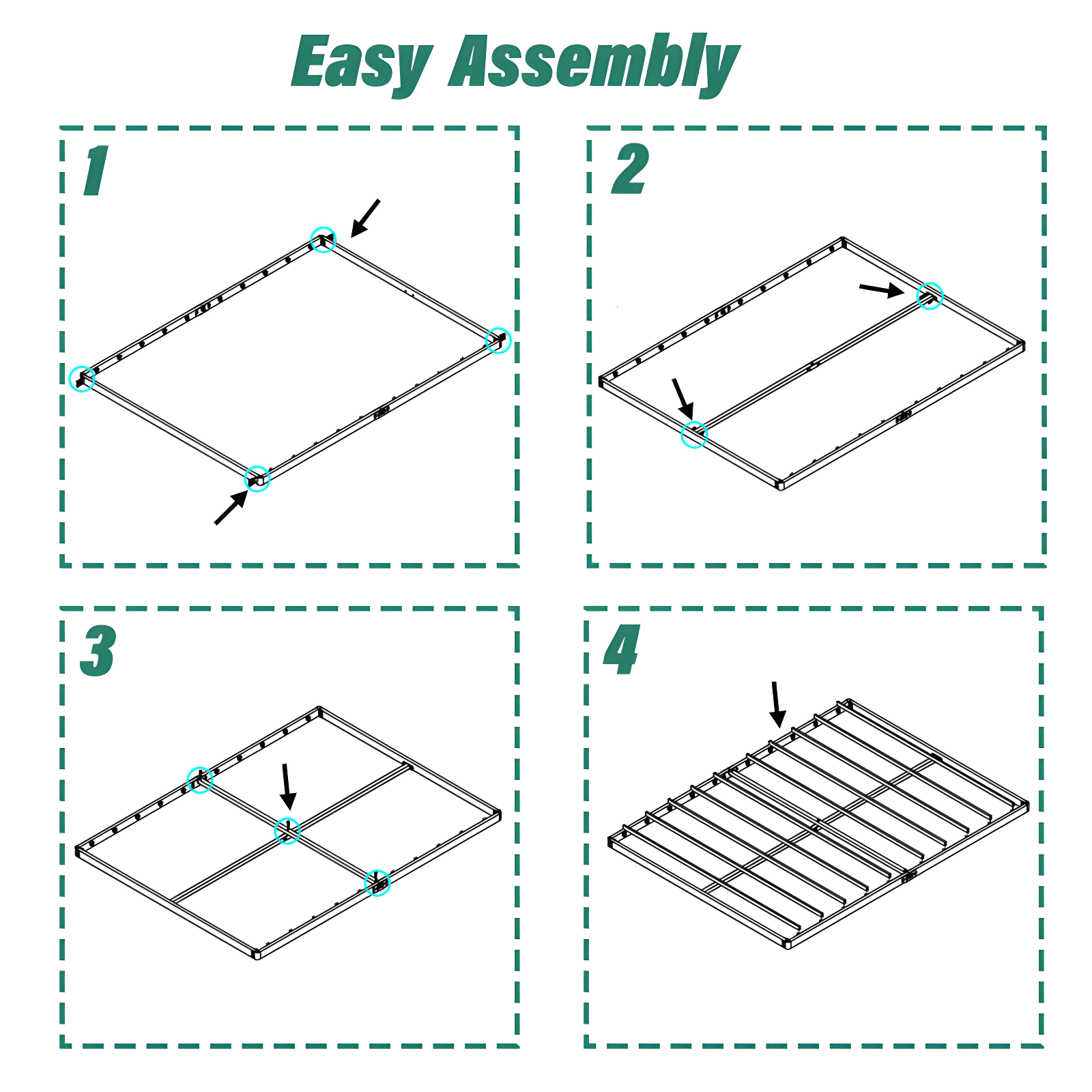 Alwyn Home Bercht 2" Low Profile Metal Box Spring Bunkie Board, Thin Bed Slat Replacement(No legs)