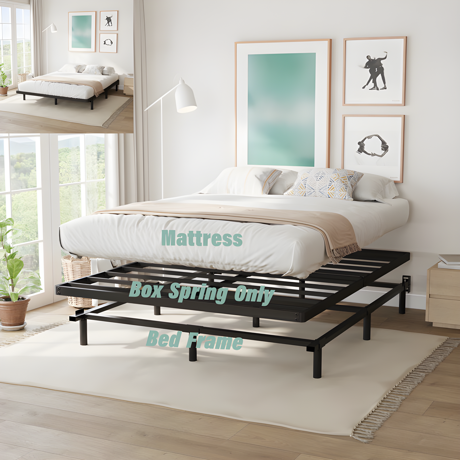 Alwyn Home Bercht 2" Low Profile Metal Box Spring Bunkie Board, Thin Bed Slat Replacement(No legs)