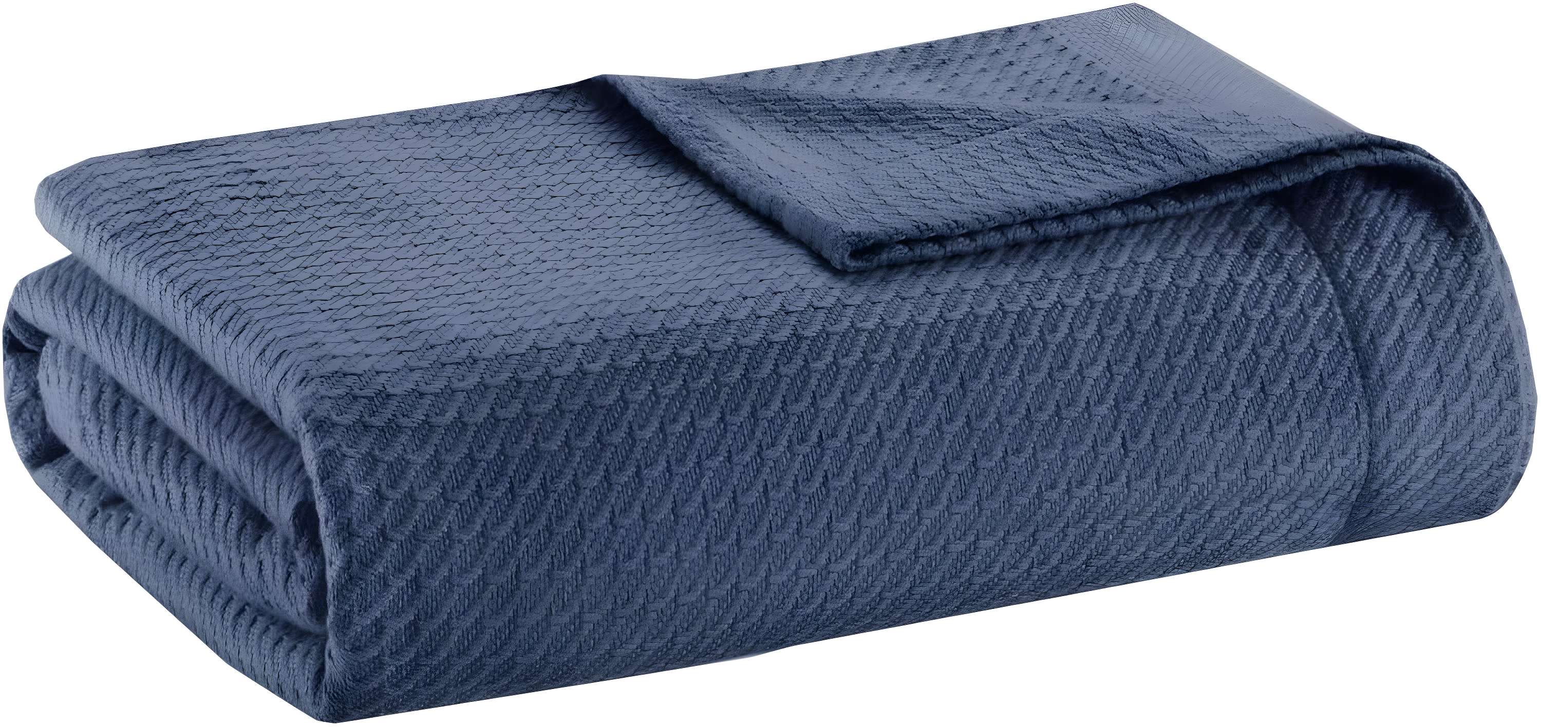 Full/Queen Textured Cotton Blanket Blue: Madison Park Waffle Weave, OEKO-TEX Certified, No Fill