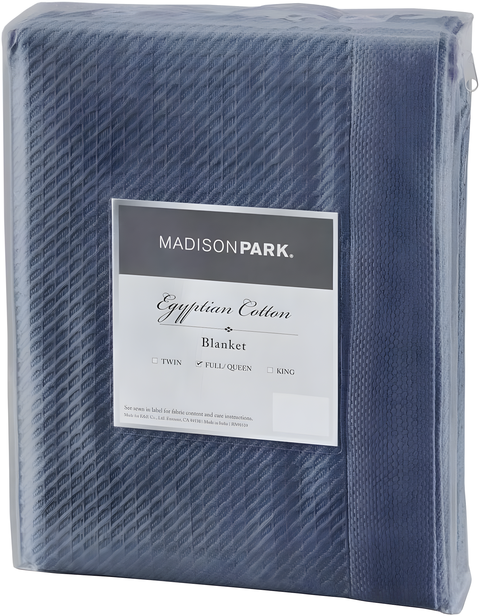 Full/Queen Textured Cotton Blanket Blue: Madison Park Waffle Weave, OEKO-TEX Certified, No Fill