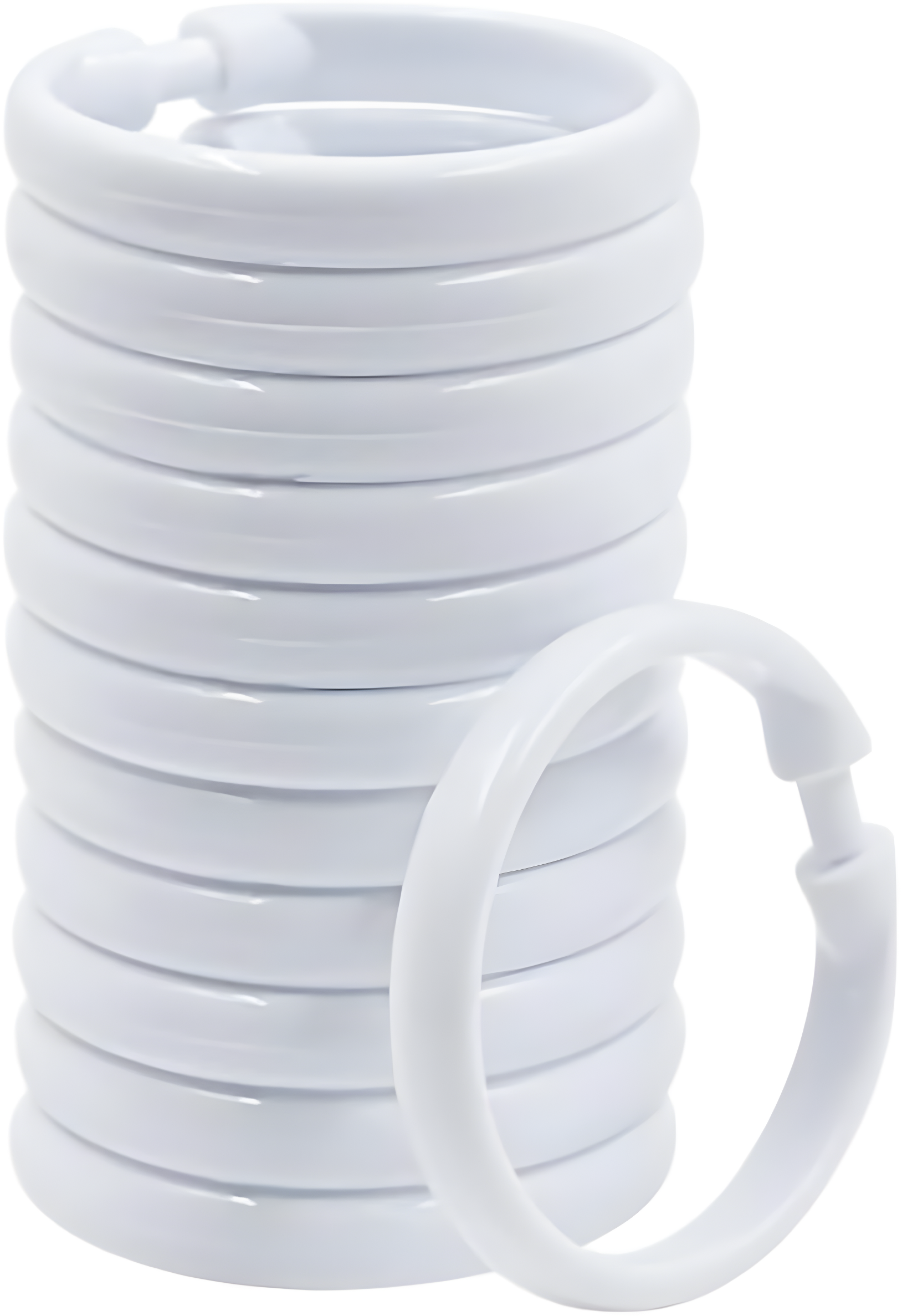 Evideco Solid Plastic Shower Curtain Hooks Rings (Set of 12)