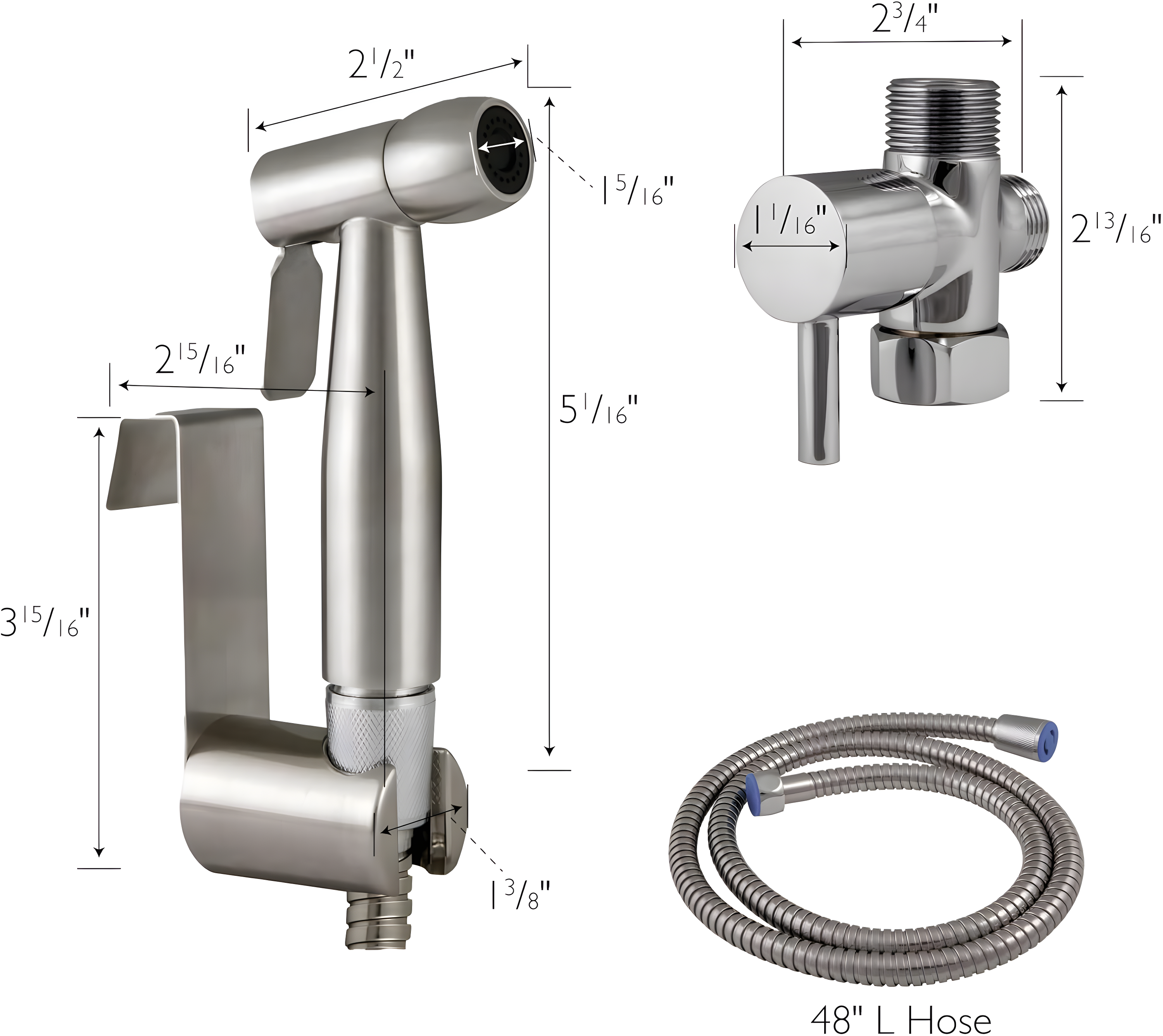 Design House Handheld Bidet Sprayer with Dual Mount and 48-Inch Hose 588913-SS