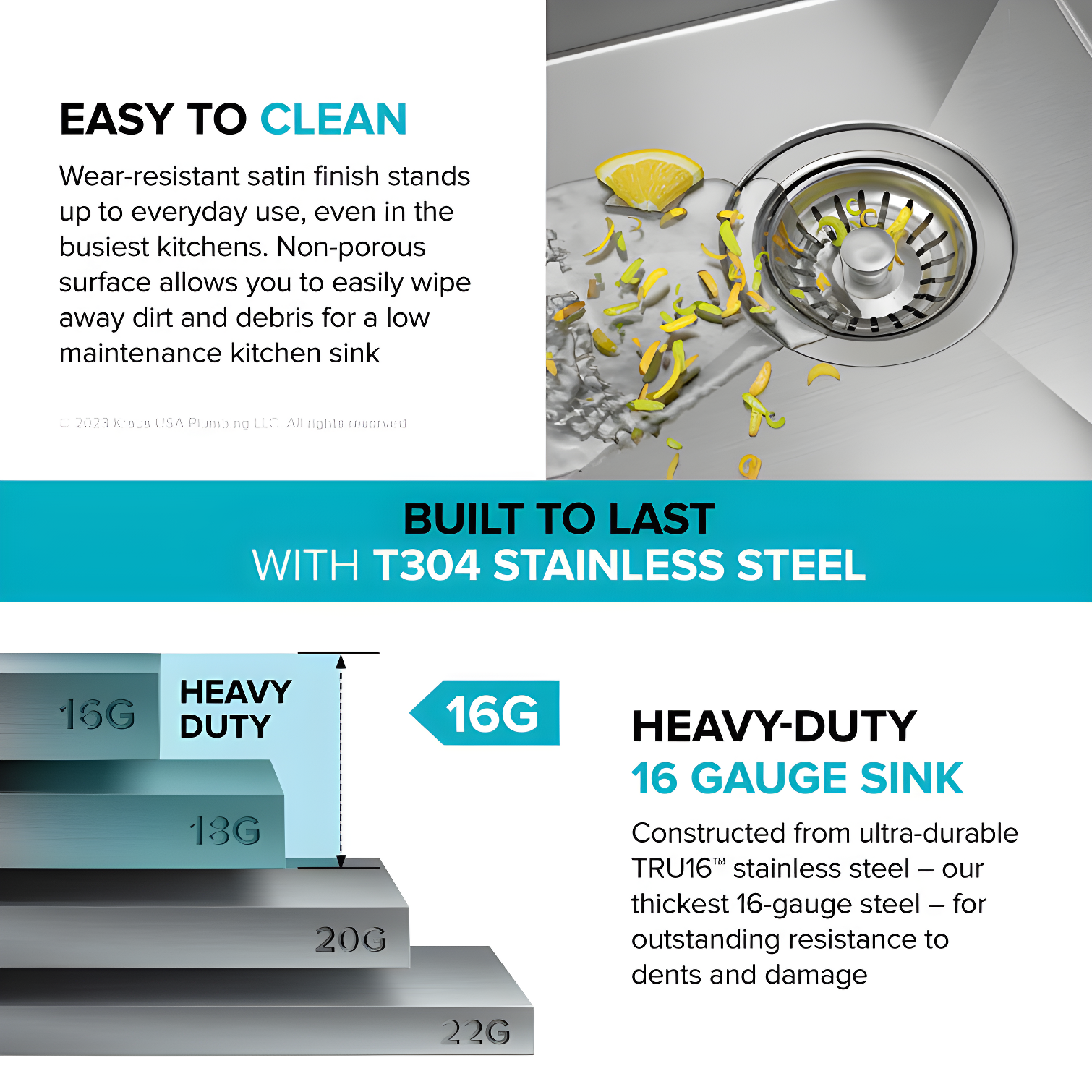 KRAUS Kore™ 28" L Undermount Workstation 16 Gauge Stainless Steel Single Bowl Kitchen Sink with Accessories