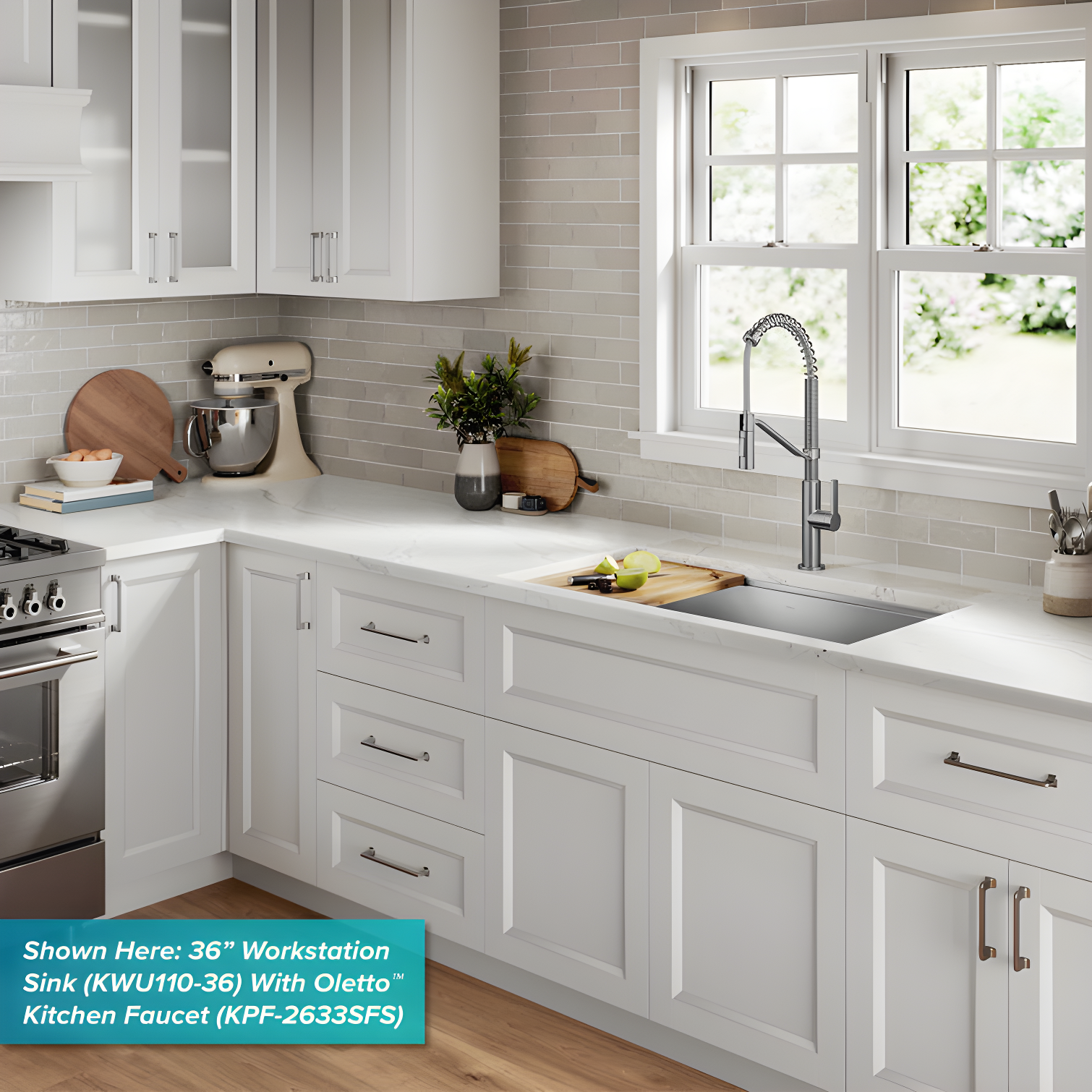 KRAUS Kore™ 28" L Undermount Workstation 16 Gauge Stainless Steel Single Bowl Kitchen Sink with Accessories