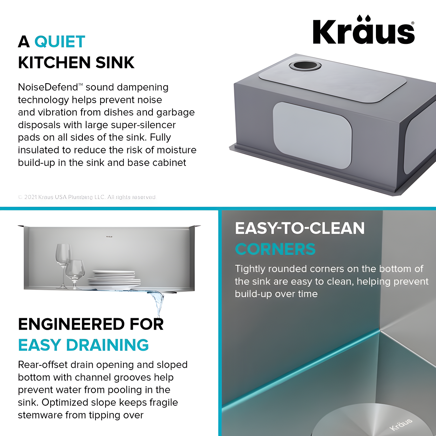 KRAUS Kore™ 28" L Undermount Workstation 16 Gauge Stainless Steel Single Bowl Kitchen Sink with Accessories