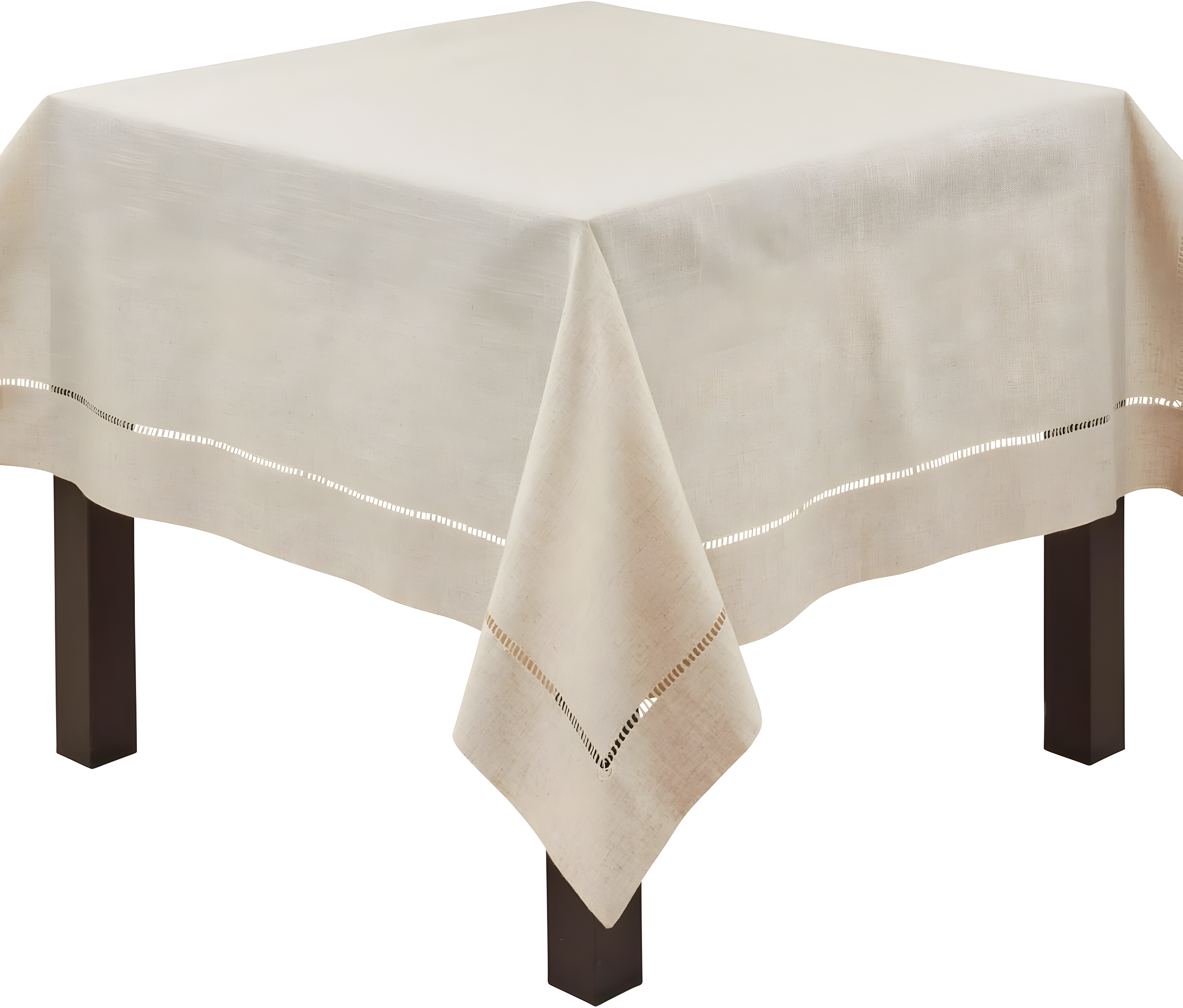 Saro Lifestyle Natural Toscana Tablecloth With Hemstitched Border, Natural, 65" x 120"