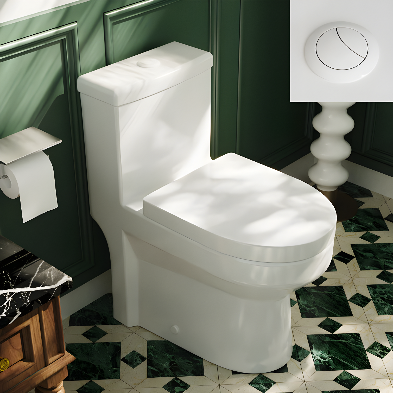 DeerValley DeerValley Liberty Compact Toilets One-Piece Toilet With High-Efficiency Flush Round Toilet for Space-Saving Floor Mounted (Seat Included) DV-1F52812-WHITE