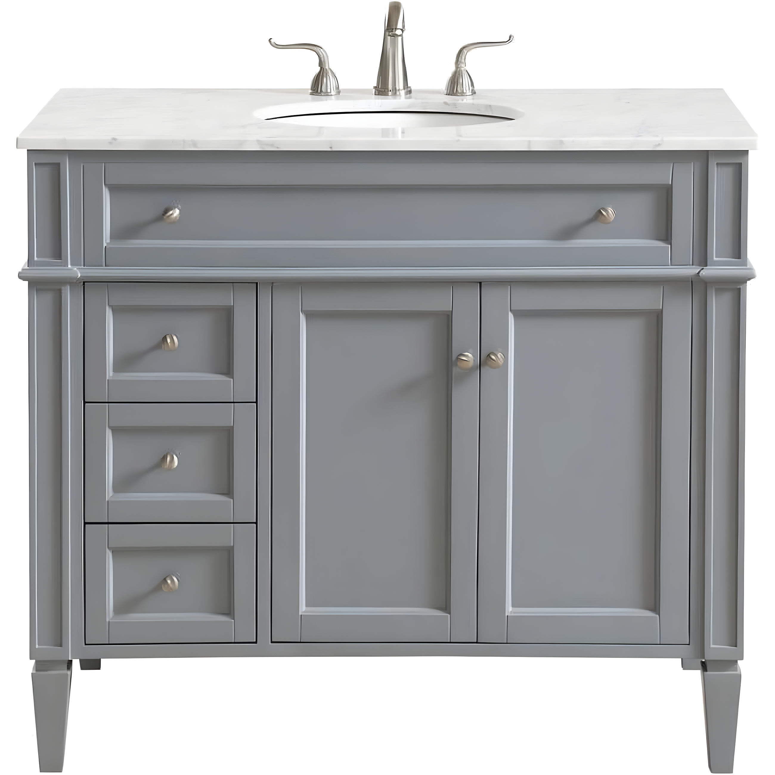 Rukie 40" Free-Standing Single Bathroom Vanity Set with Marble Vanity Top
