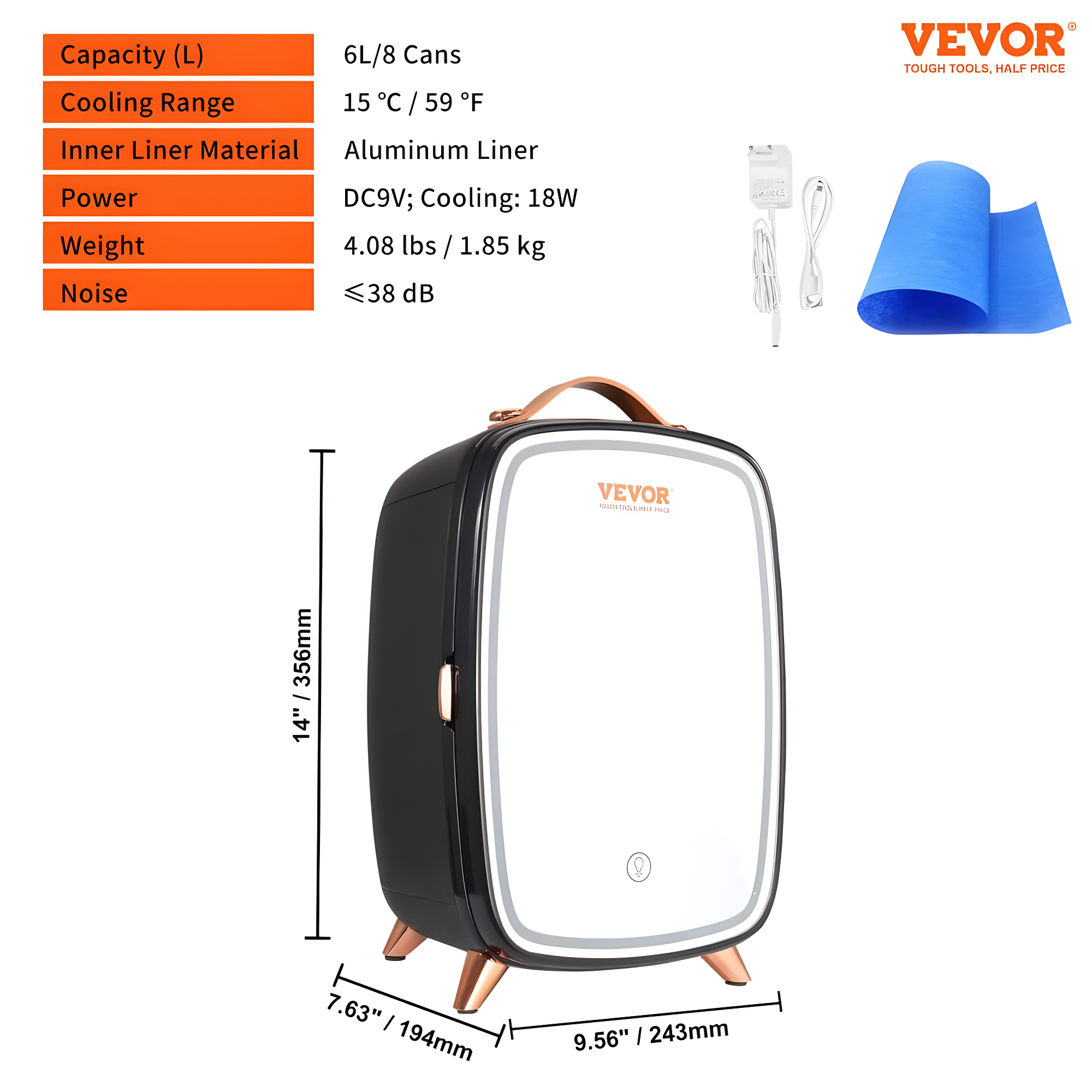 VEVOR 0.21 Cubic Feet Portable Countertop Mini Fridge