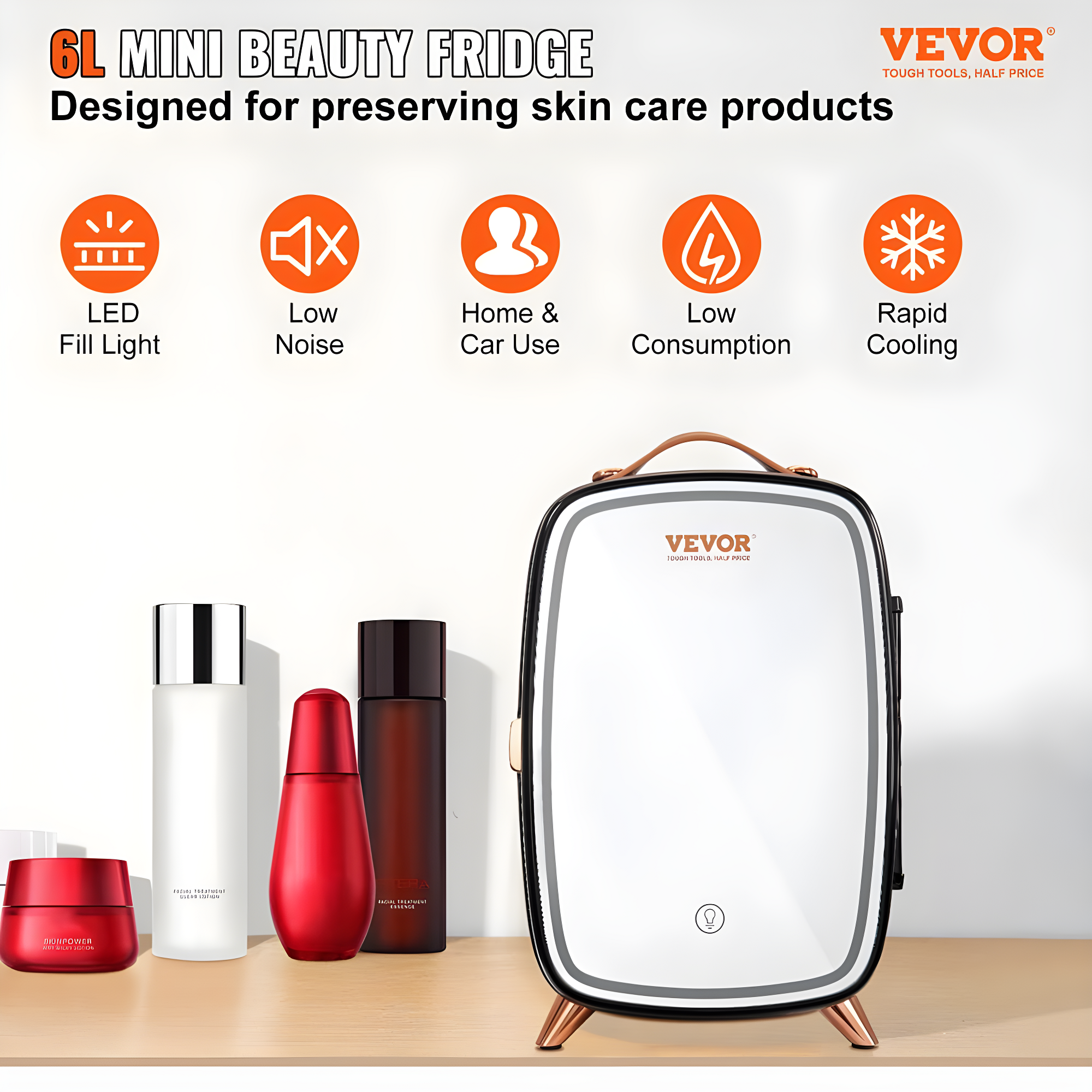 VEVOR 0.21 Cubic Feet Portable Countertop Mini Fridge