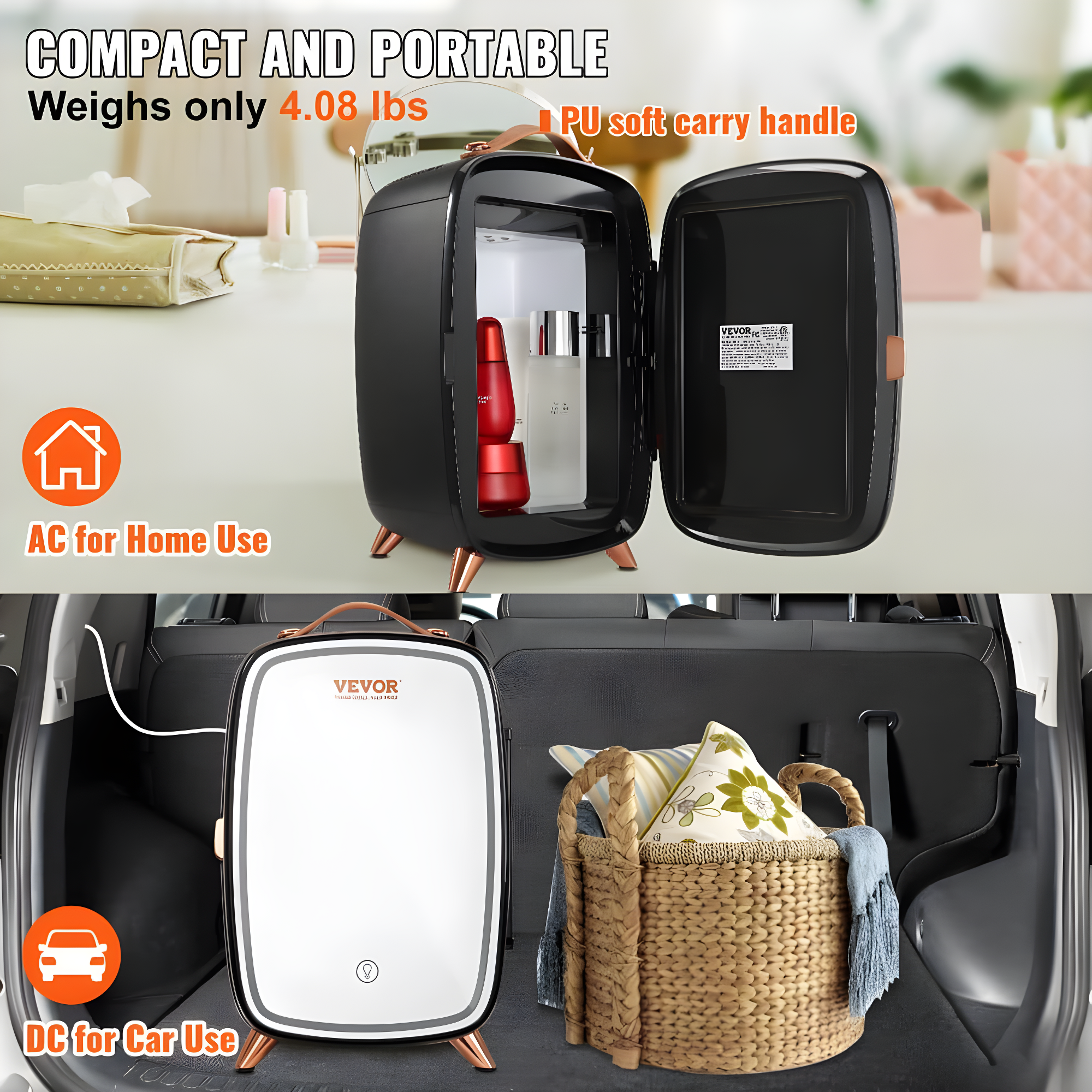 VEVOR 0.21 Cubic Feet Portable Countertop Mini Fridge