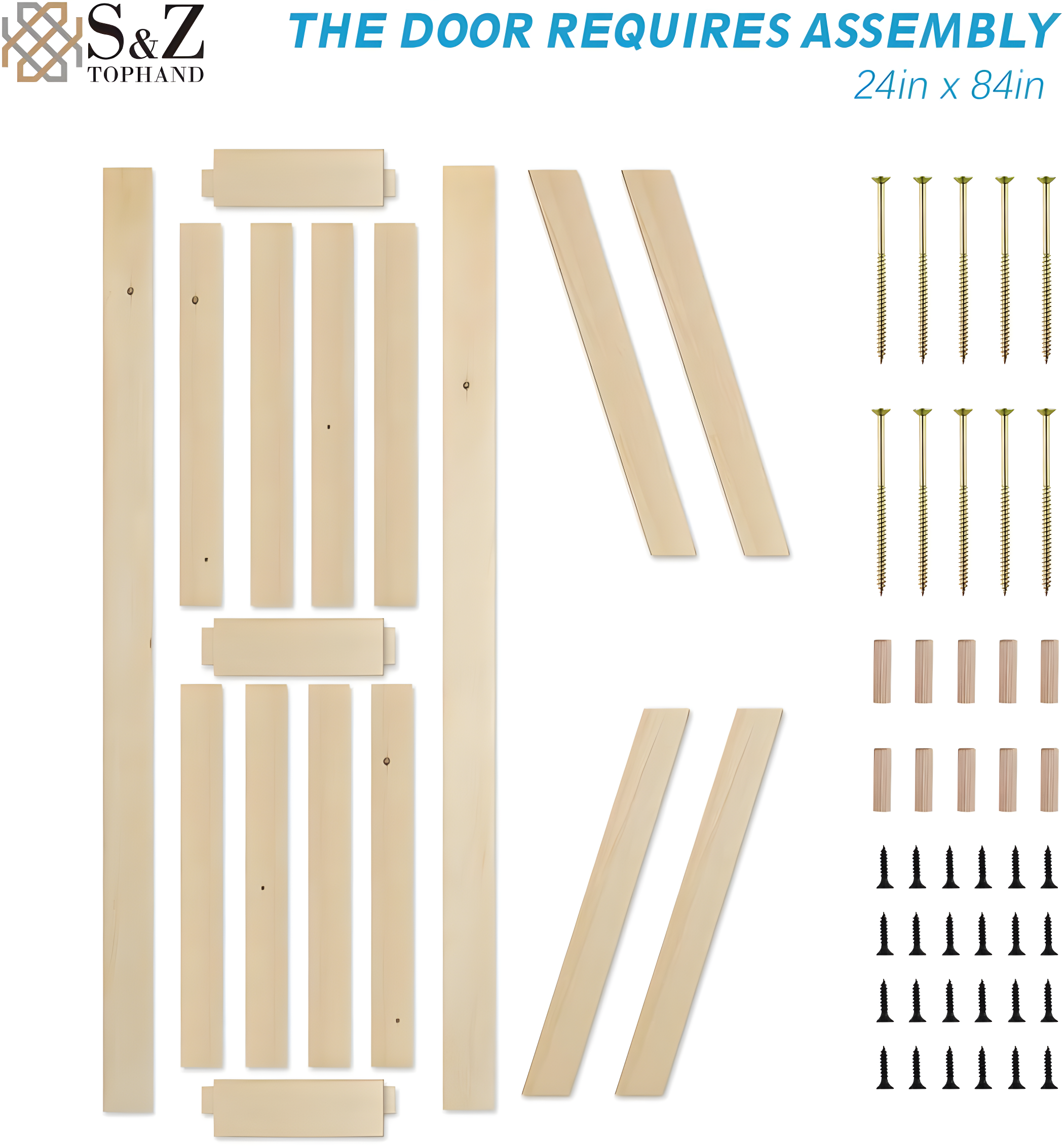 Barn Door, Unfinished British Brace Barn Door/Country Style/Solid Wood/Sliding Door/Durable