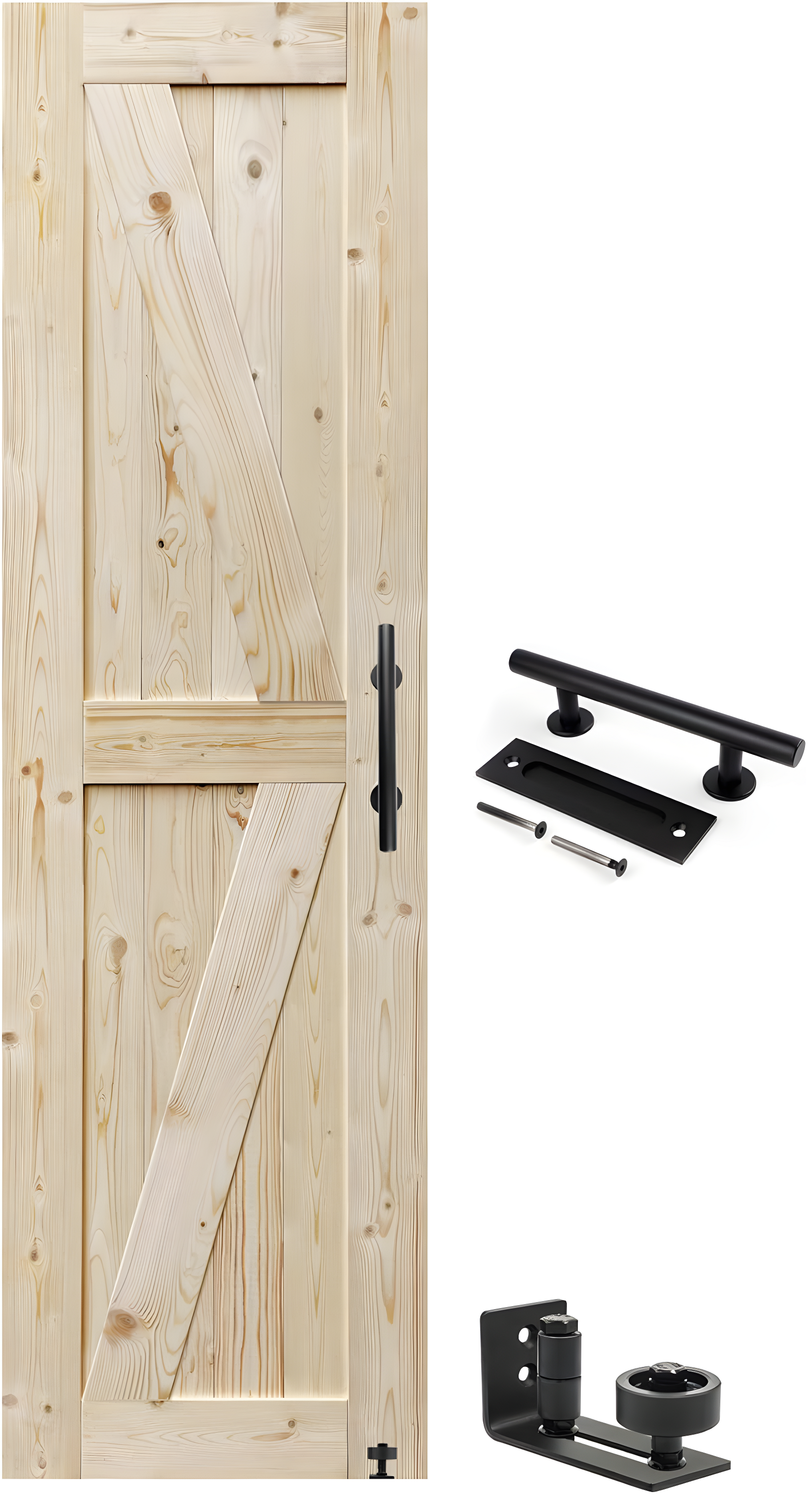 Barn Door, Unfinished British Brace Barn Door/Country Style/Solid Wood/Sliding Door/Durable