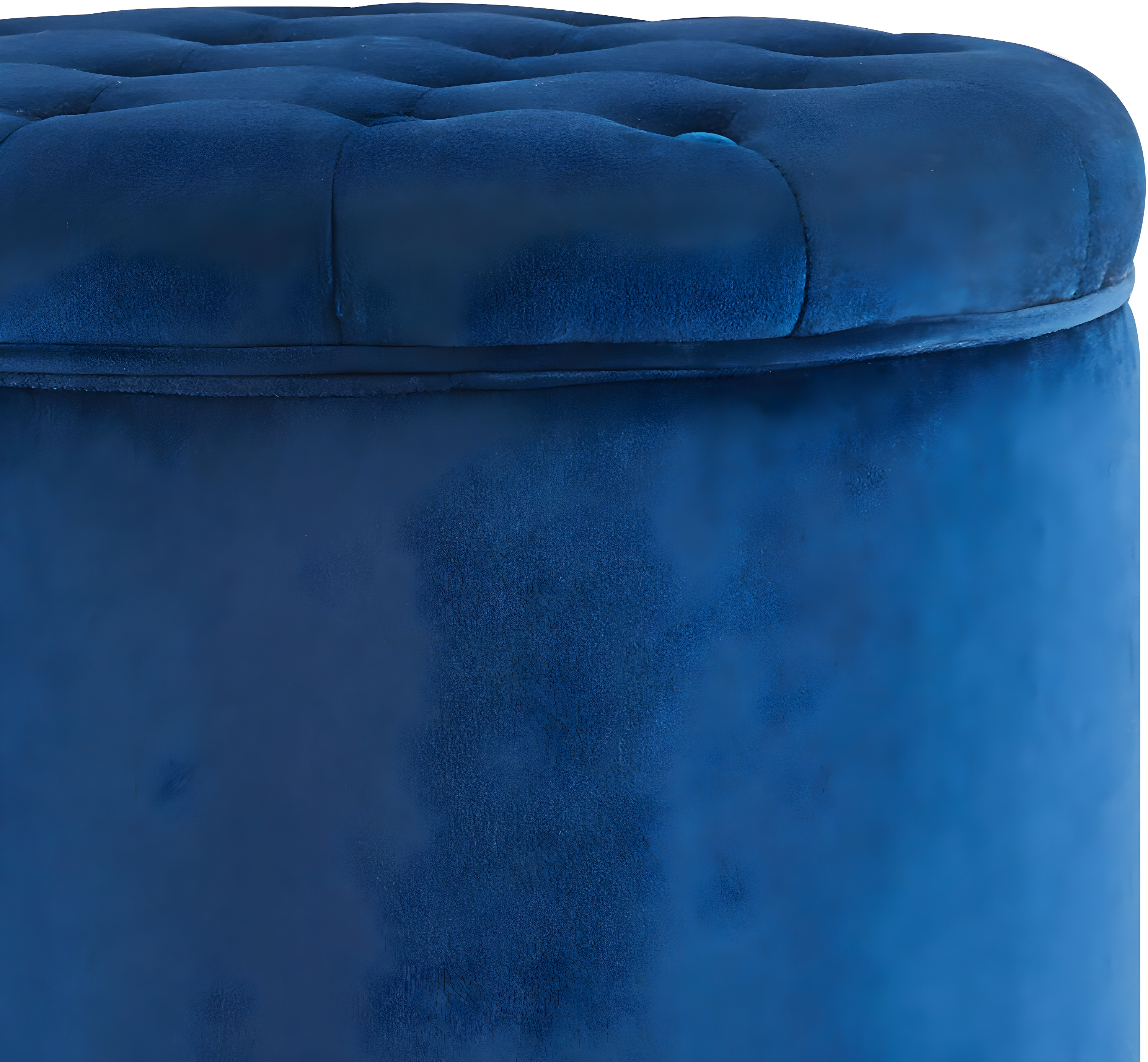 BELLEZE Nailhead Round Tufted Storage Ottoman Large Footrest Stool Coffee Table Lift Top, Navy Blue
