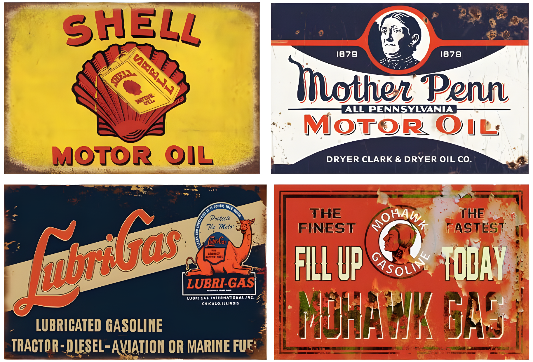 Reproduced Vintage Tin Sign Pack, Gas Oil Retro Advert Antique Metal Signs for Garage Man Cave Bar Kitchen, Nostalgic Car Decor, 8x12 Inch (35 Pieces A)