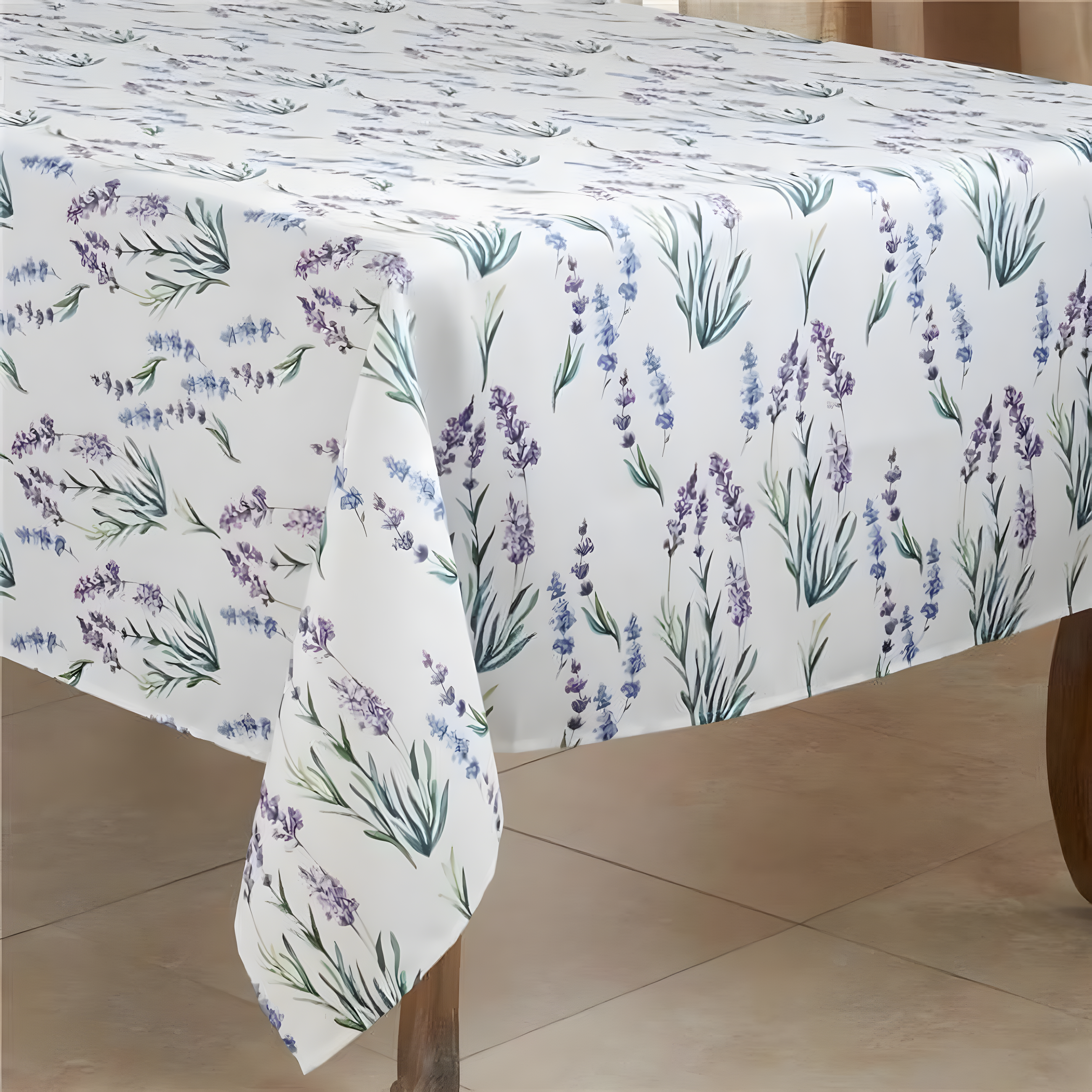 Saro Lifestyle Chic Tablecloth With Lavender Design, 65"x65", Multicolored