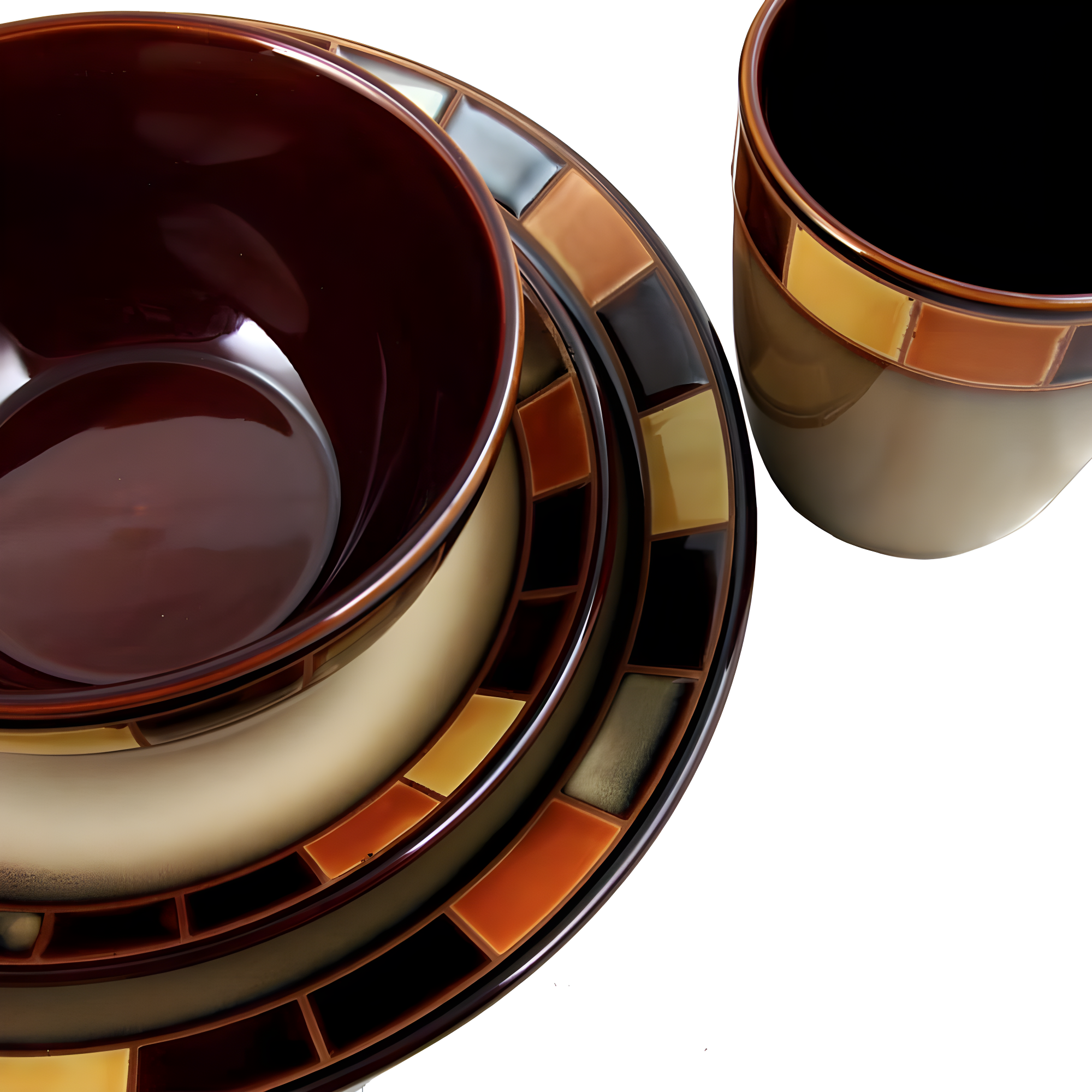 Gibson Elite Casa Estebana 16 Piece Dinnerware Plates, Bowls, & Mugs Set, Cream