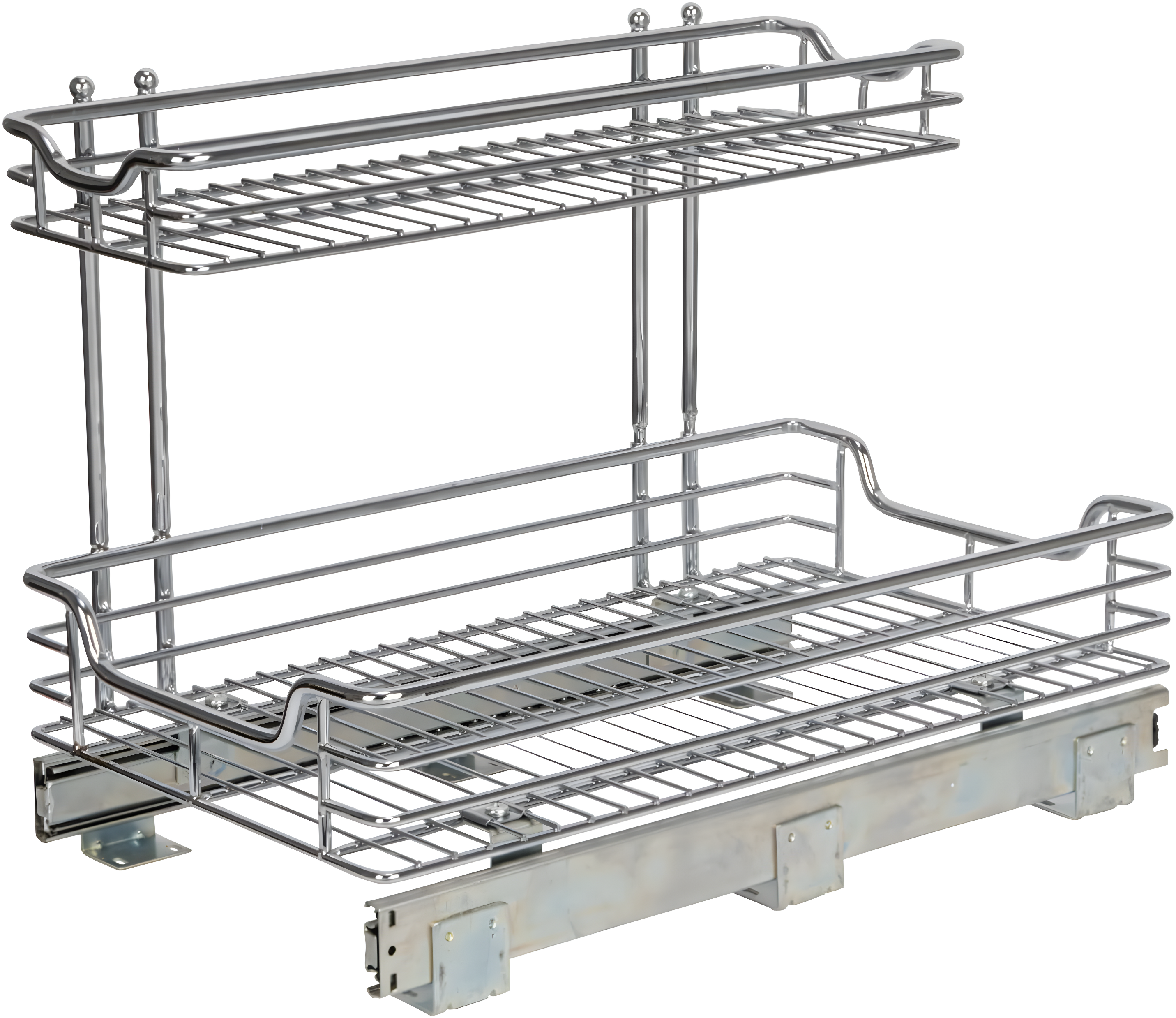 Glidez Multipurpose Chrome-Plated Steel Pull-Out/Slide-Out Storage Organizer for Under Sink or Under Cabinet Use - 2-Tier Design - Chrome