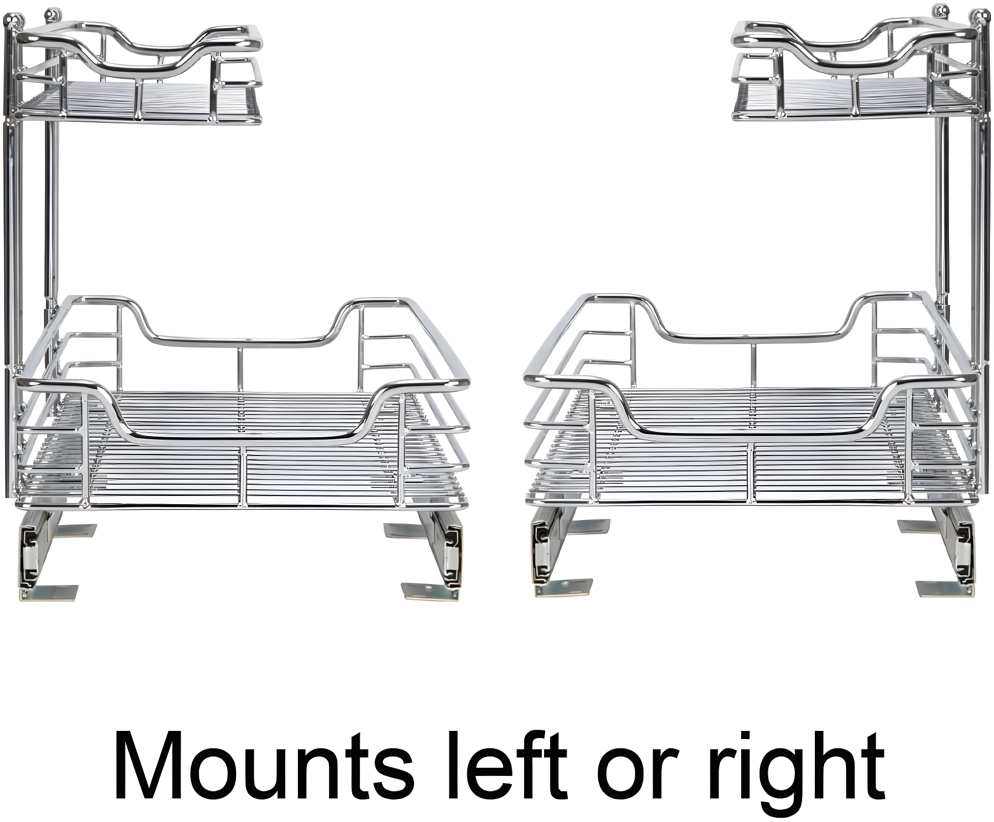 Glidez Multipurpose Chrome-Plated Steel Pull-Out/Slide-Out Storage Organizer for Under Sink or Under Cabinet Use - 2-Tier Design - Chrome