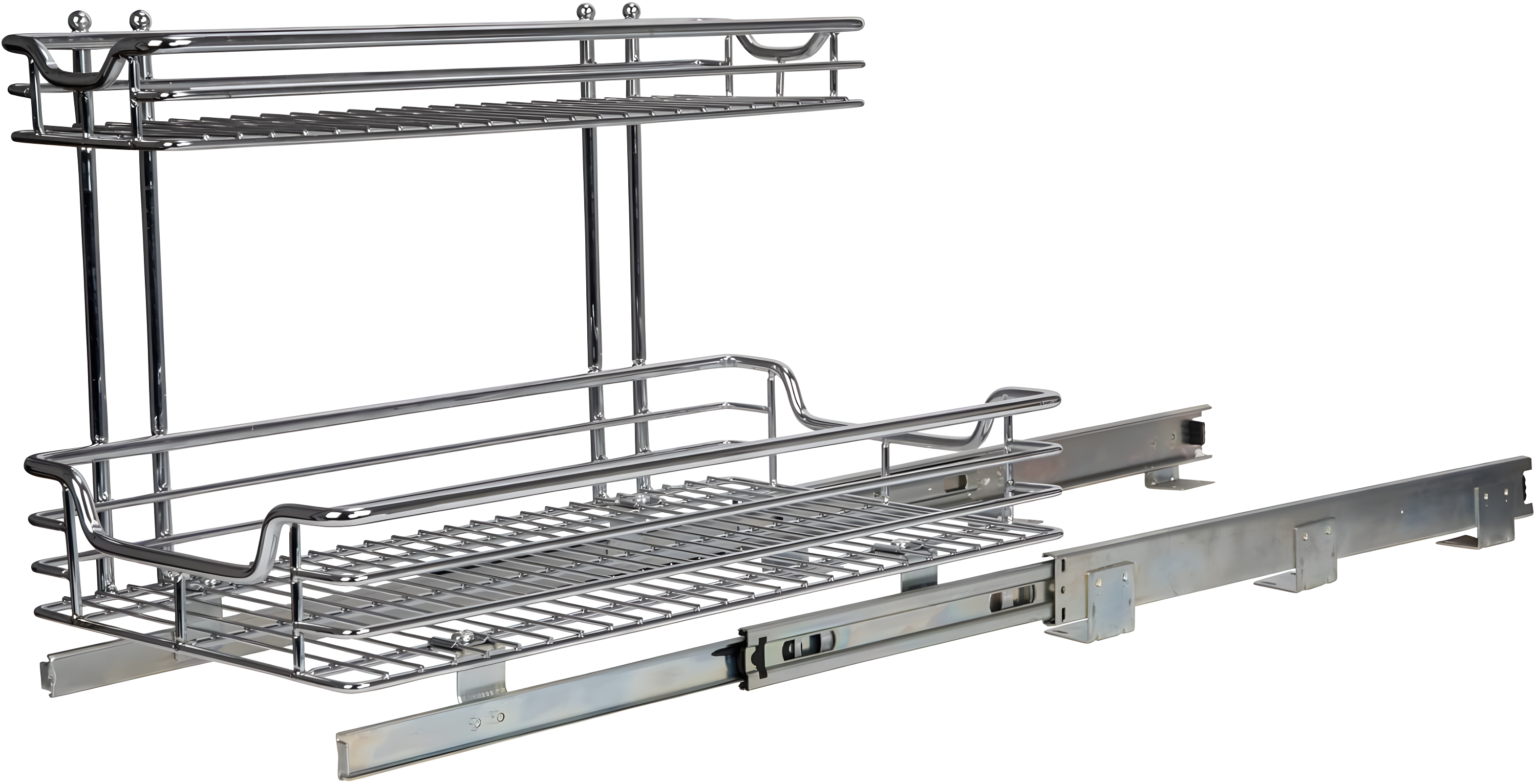 Glidez Multipurpose Chrome-Plated Steel Pull-Out/Slide-Out Storage Organizer for Under Sink or Under Cabinet Use - 2-Tier Design - Chrome