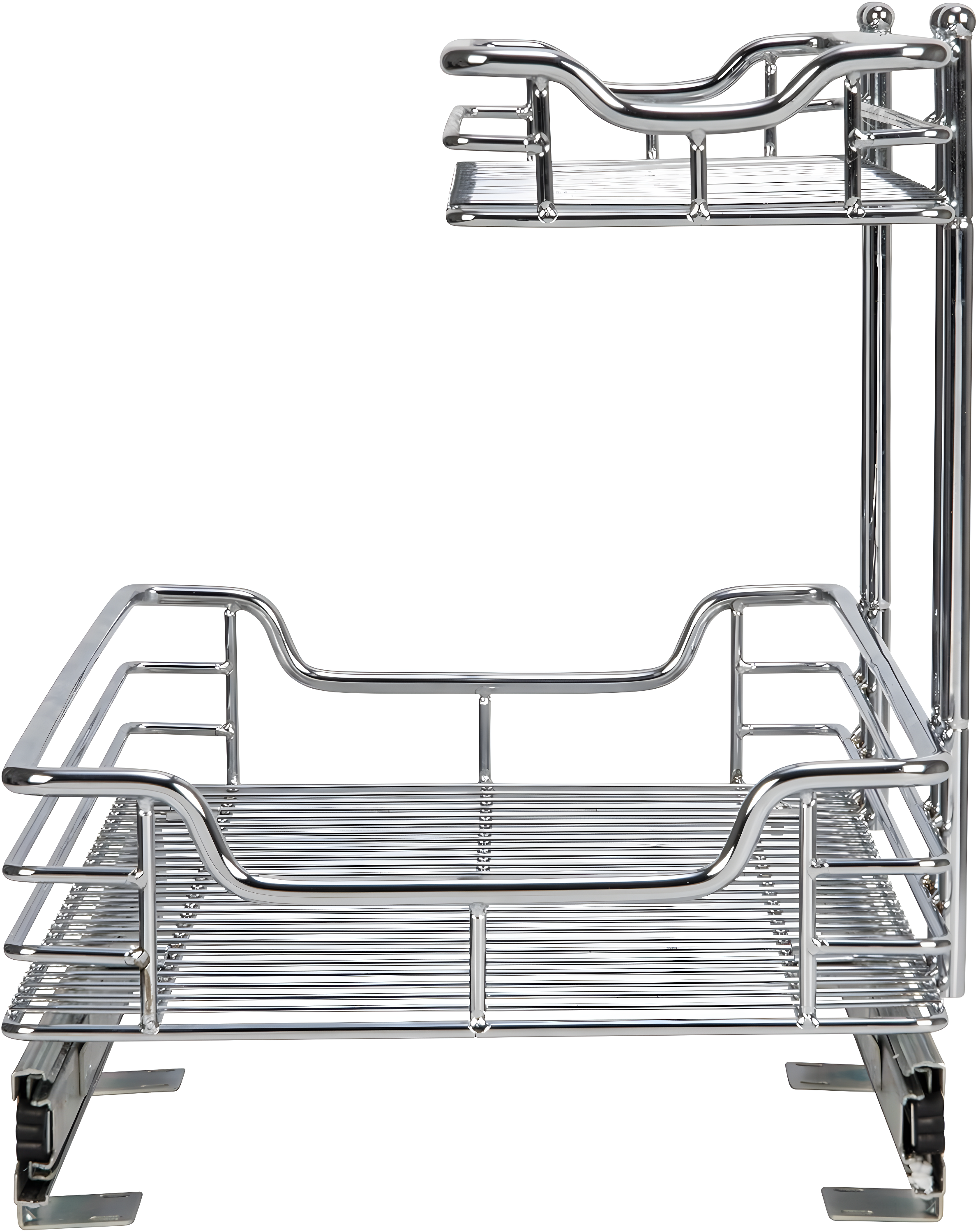 Glidez Multipurpose Chrome-Plated Steel Pull-Out/Slide-Out Storage Organizer for Under Sink or Under Cabinet Use - 2-Tier Design - Chrome