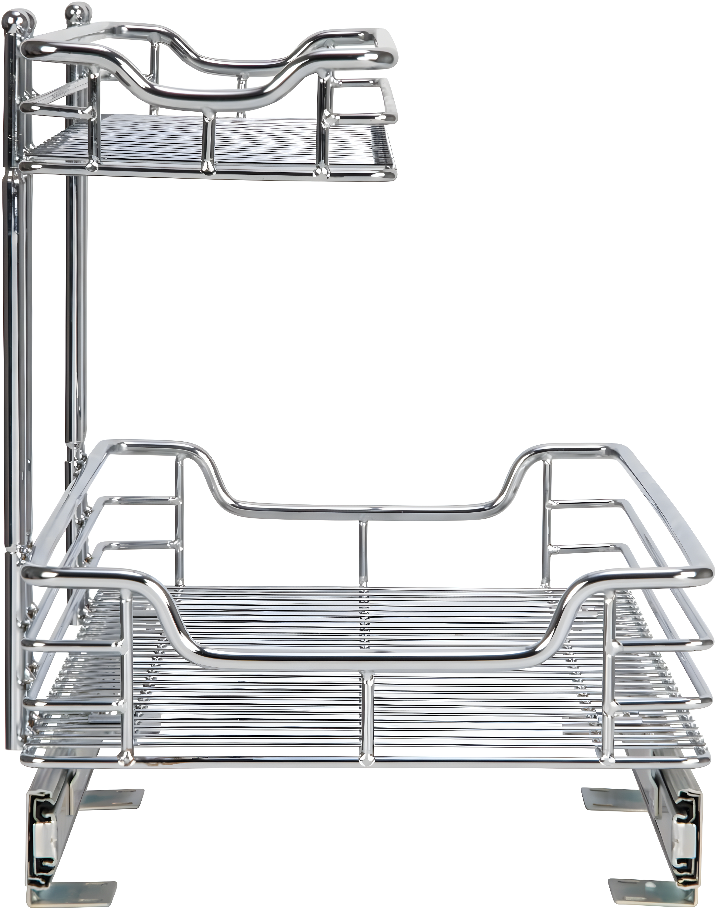 Glidez Multipurpose Chrome-Plated Steel Pull-Out/Slide-Out Storage Organizer for Under Sink or Under Cabinet Use - 2-Tier Design - Chrome