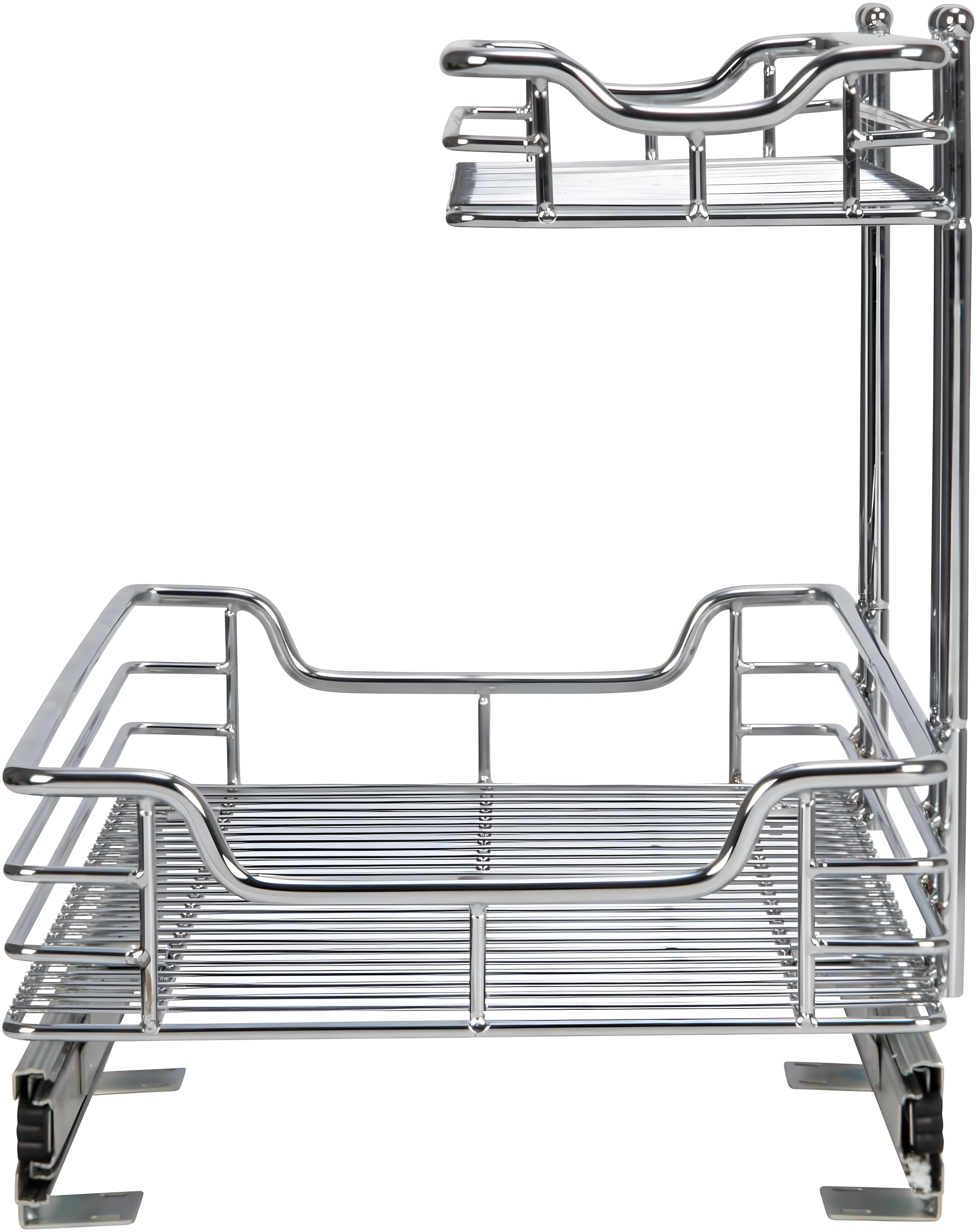 Glidez Multipurpose Chrome-Plated Steel Pull-Out/Slide-Out Storage Organizer for Under Sink or Under Cabinet Use - 2-Tier Design - Chrome