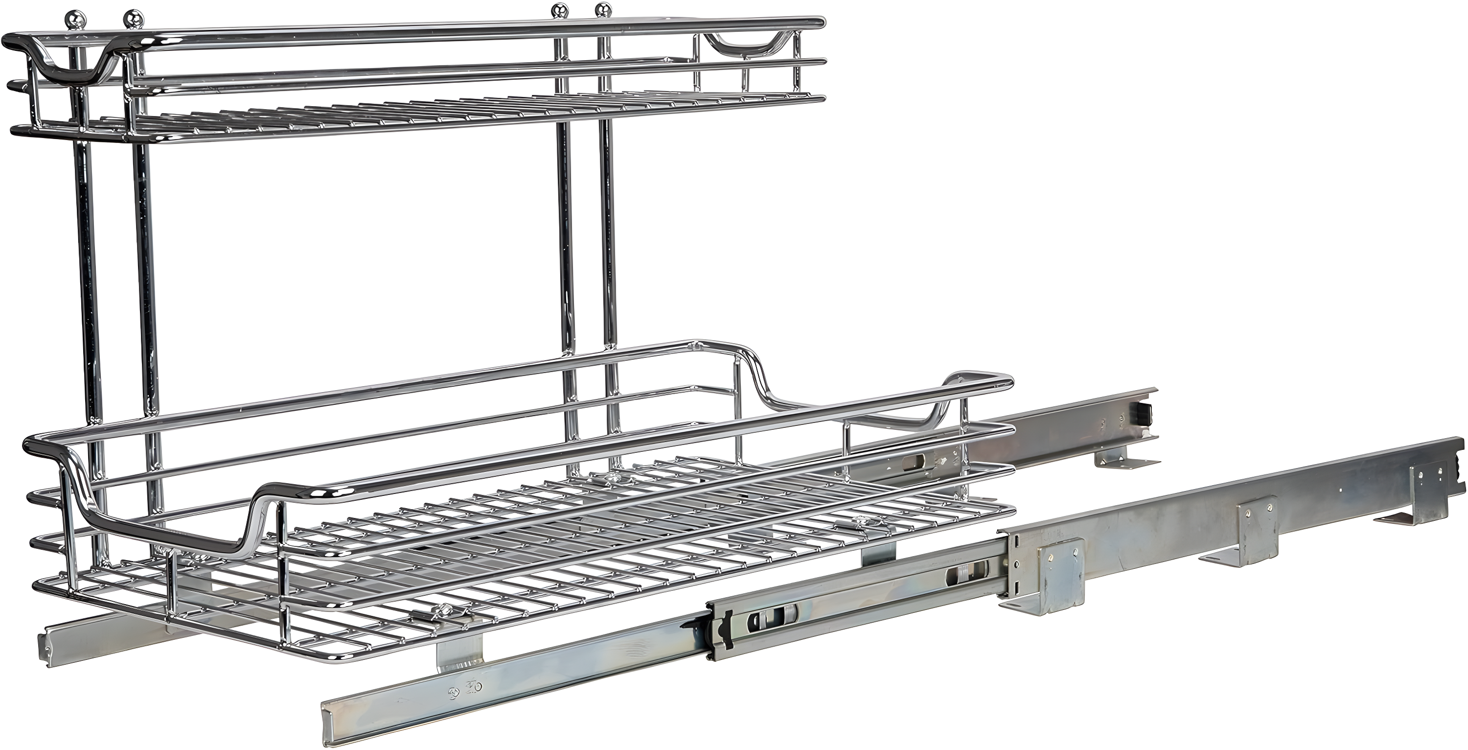 Glidez Multipurpose Chrome-Plated Steel Pull-Out/Slide-Out Storage Organizer for Under Sink or Under Cabinet Use - 2-Tier Design - Chrome