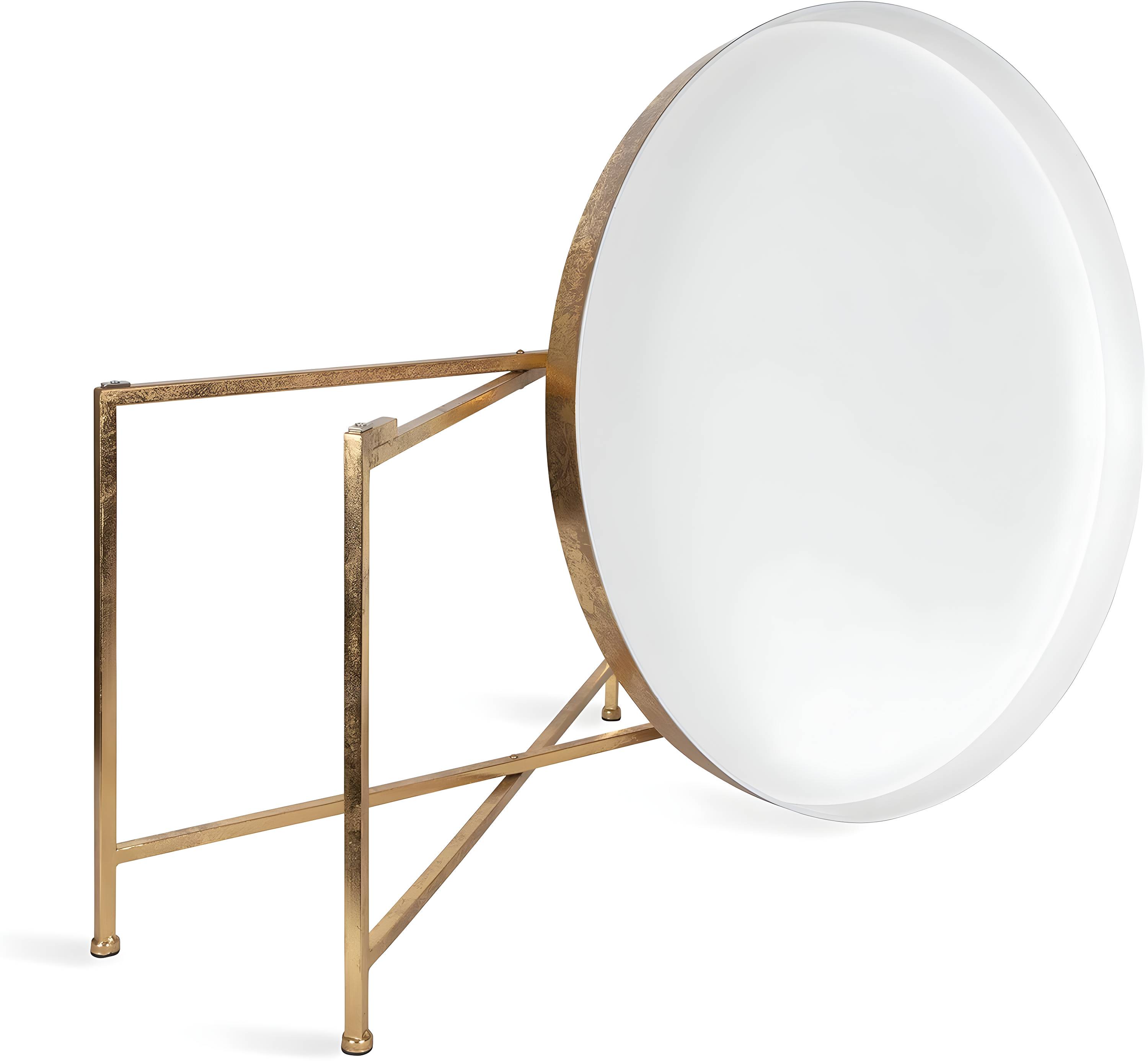 Kate and Laurel Celia Round Metal Coffee Table, 28.25x28.25x19, White and Gold