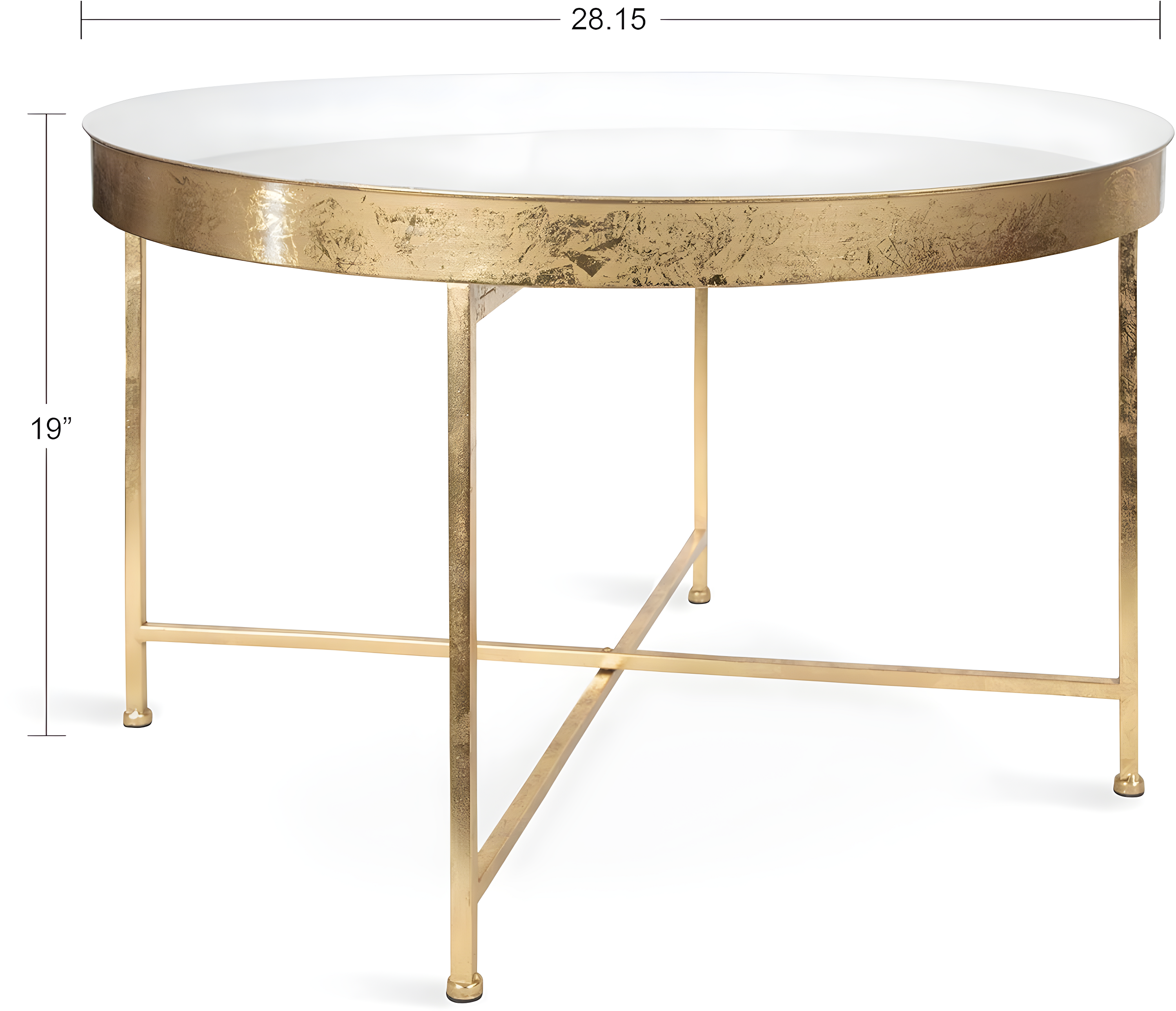 Kate and Laurel Celia Round Metal Coffee Table, 28.25x28.25x19, White and Gold