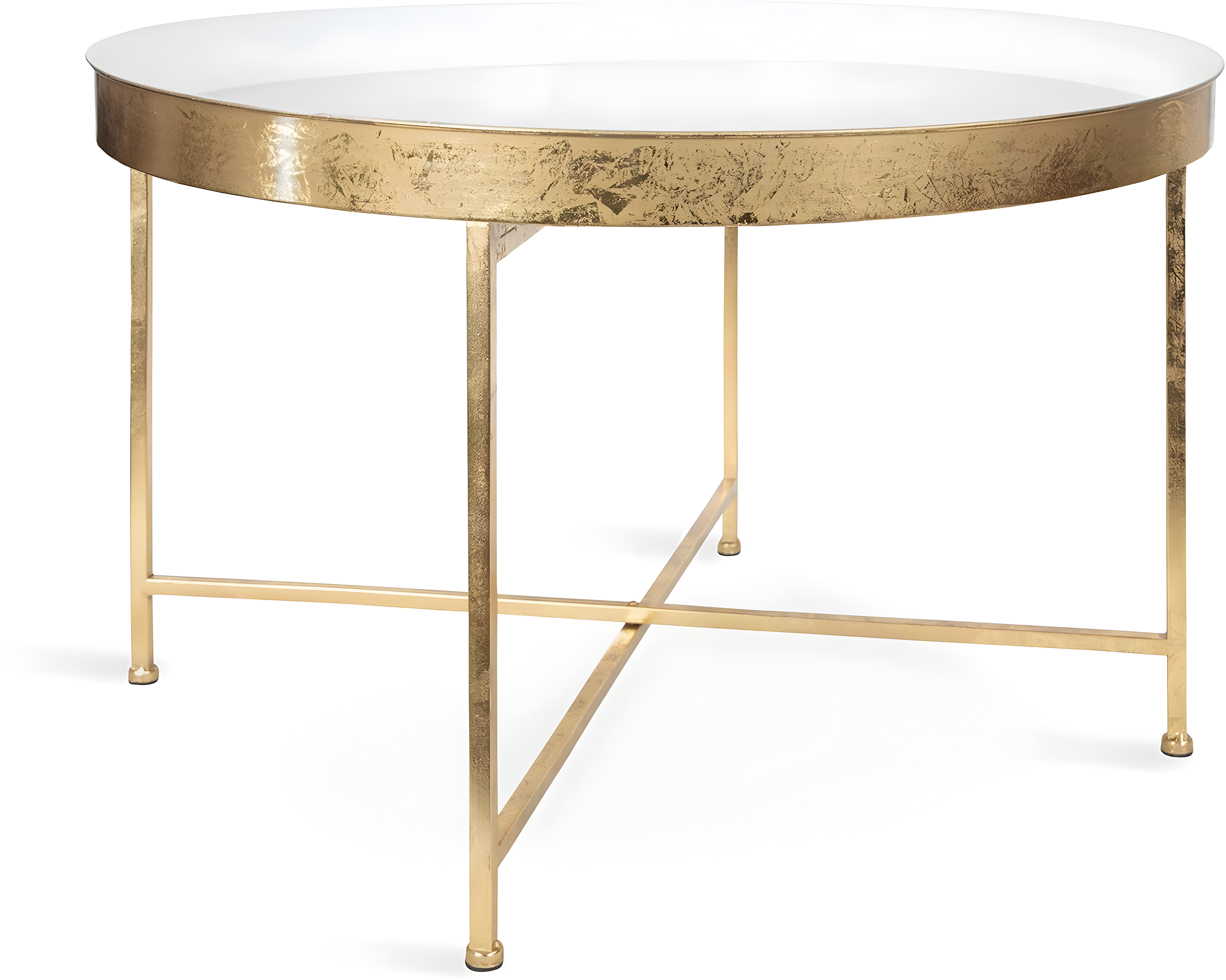 Kate and Laurel Celia Round Metal Coffee Table, 28.25x28.25x19, White and Gold