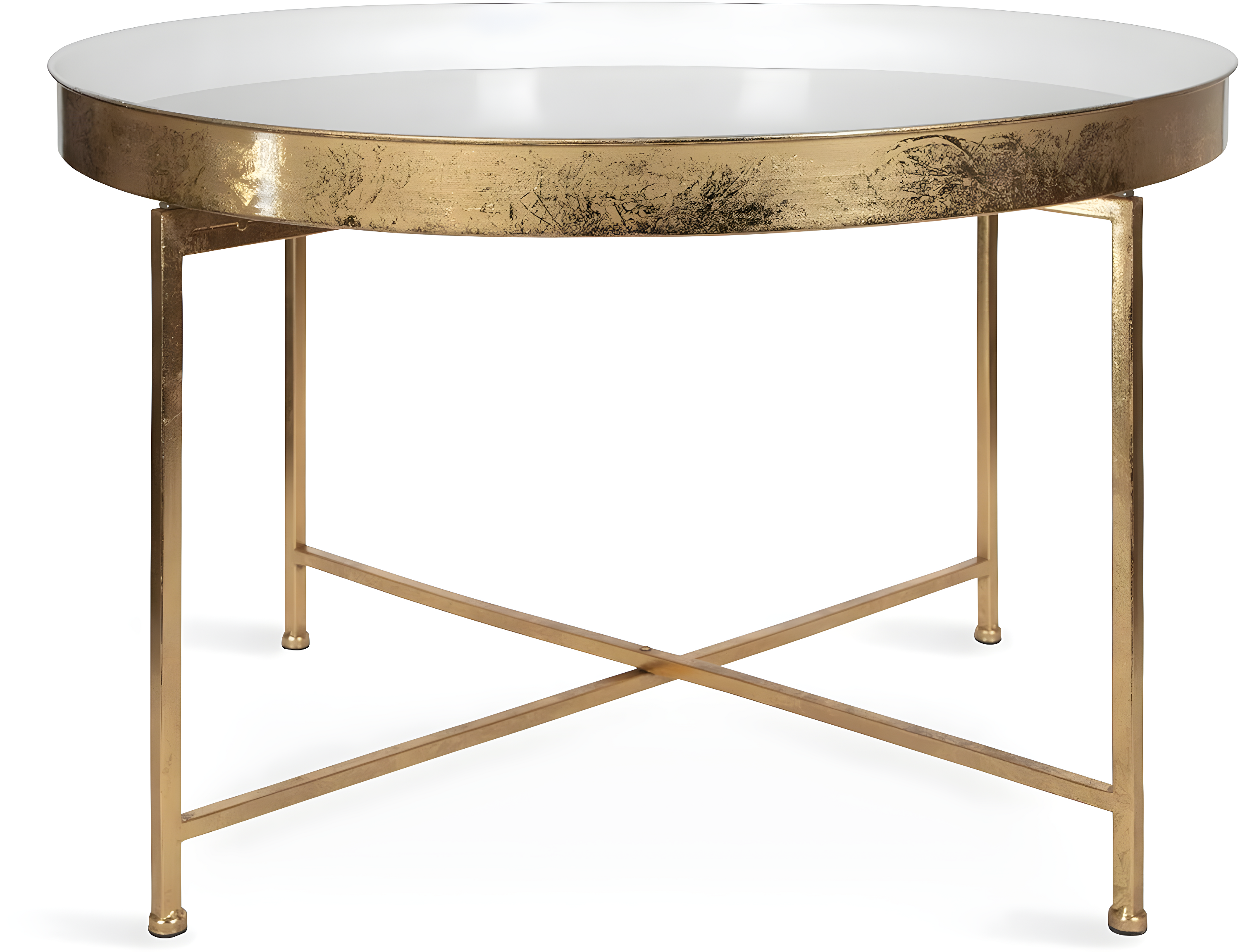 Kate and Laurel Celia Round Metal Coffee Table, 28.25x28.25x19, White and Gold