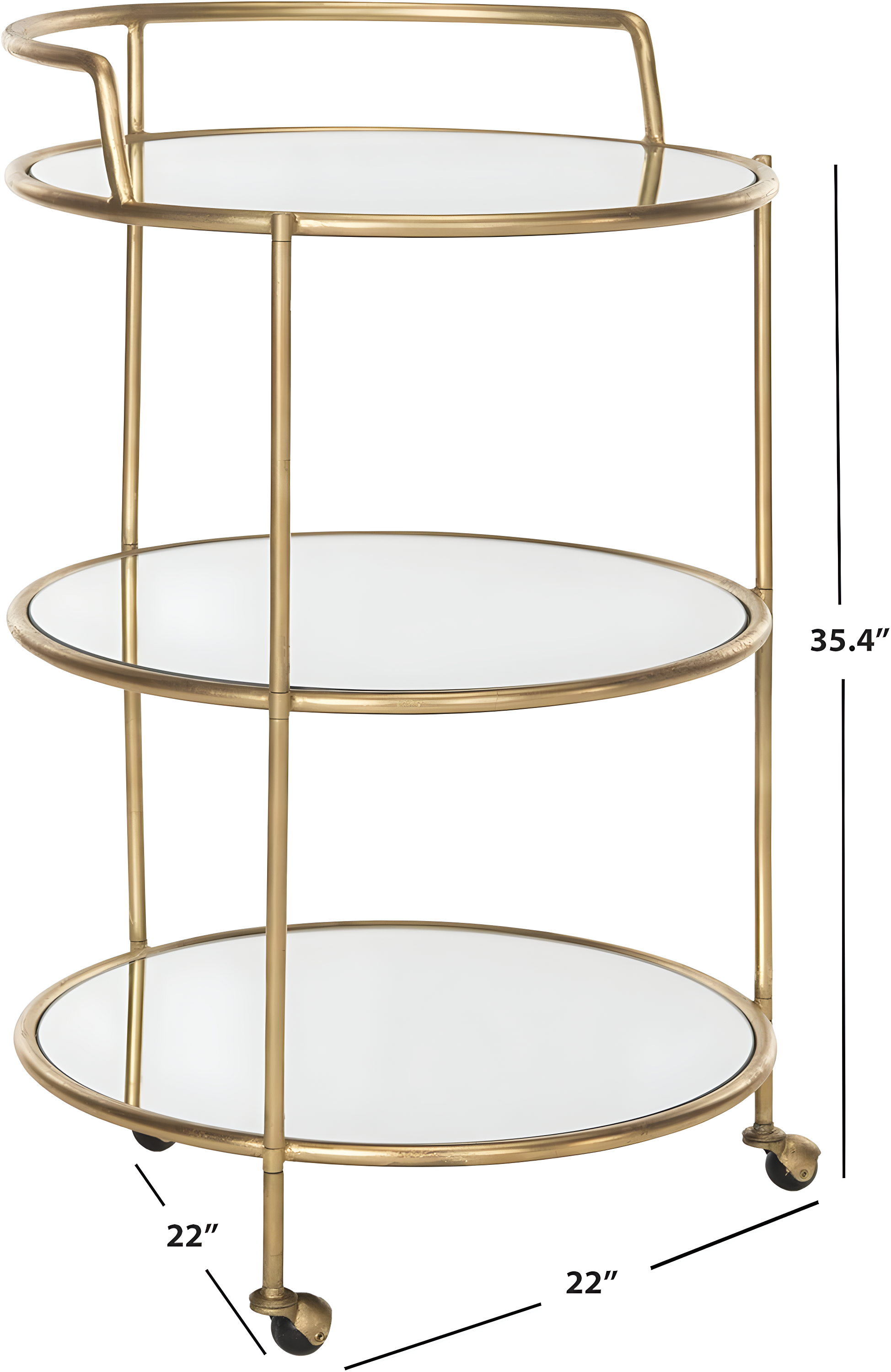 Dulcinea Bar Cart - FOX2554B - Gold/Mirror - Safavieh