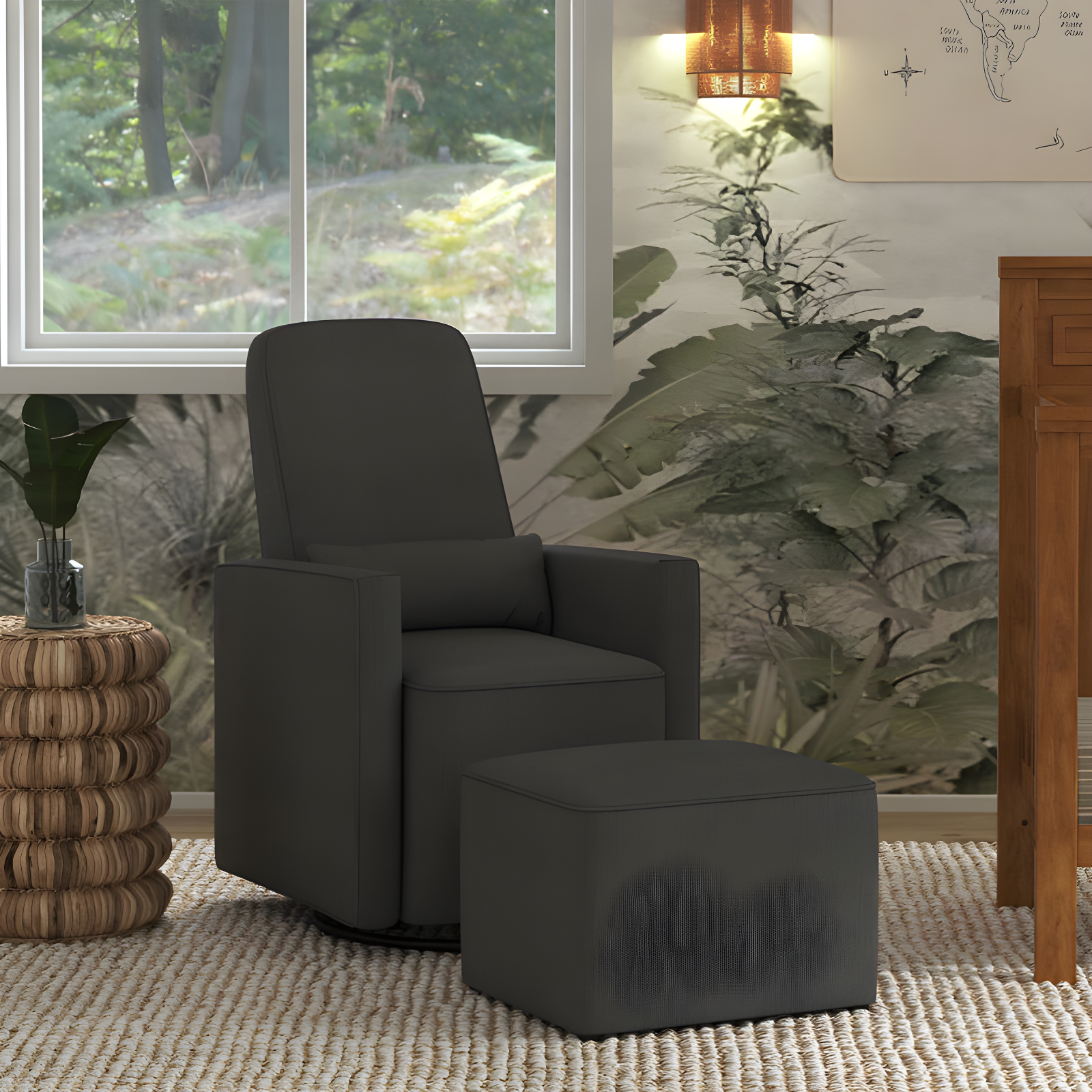 Olive Swivel Glider with Ottoman