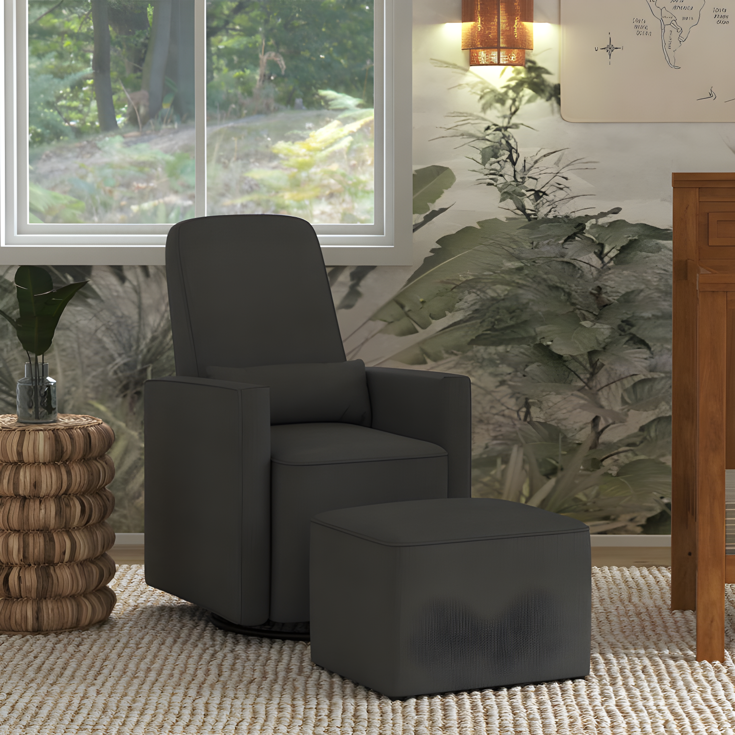 Olive Swivel Glider with Ottoman