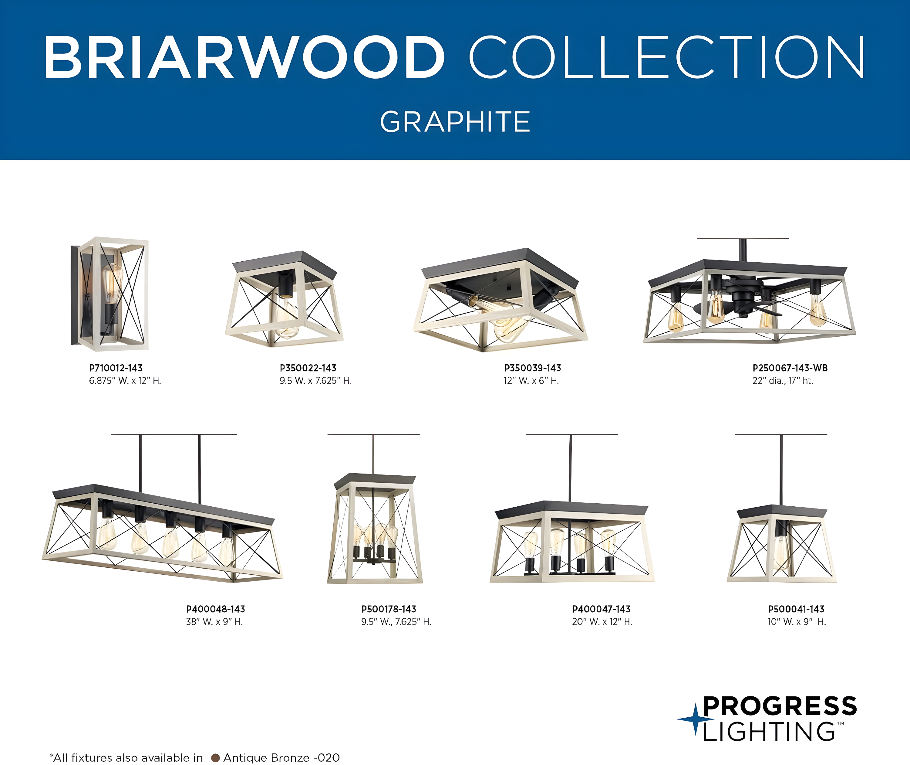 Progress Lighting Briarwood 2-Light Flush Mount, Graphite Finish, Faux-Painted Wood Enclosure, Canopy Included