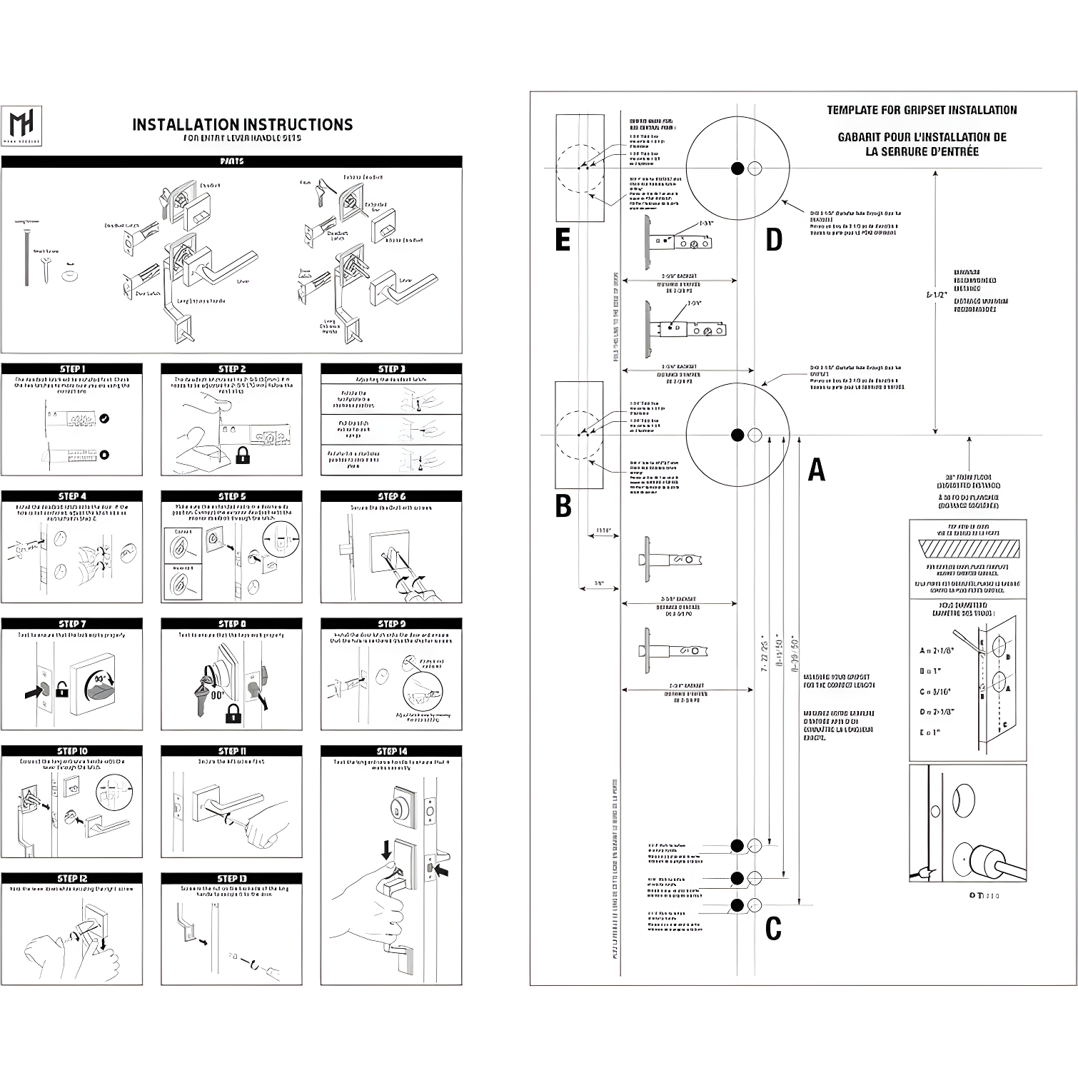 Mega Handles TOBELLE SQUARE Door Lock, Keyless Interior Door Handle Set for Hallway, Closet, Bathroom, Door Lever Interior, Lock, Door Handle - Heavy Duty Design