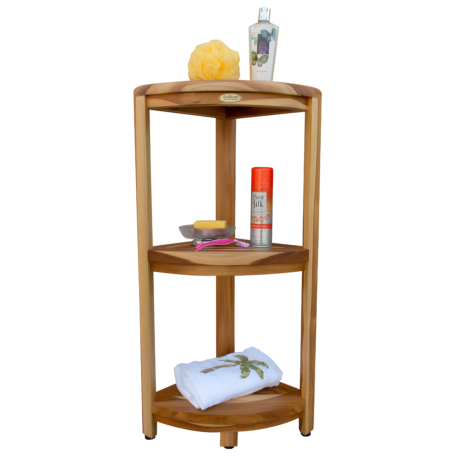 EcoDecors EcoDecors, Snazzy Corner, Teak Corner Shower Shelf, Shower Stand Corner, in EarthyTeak™