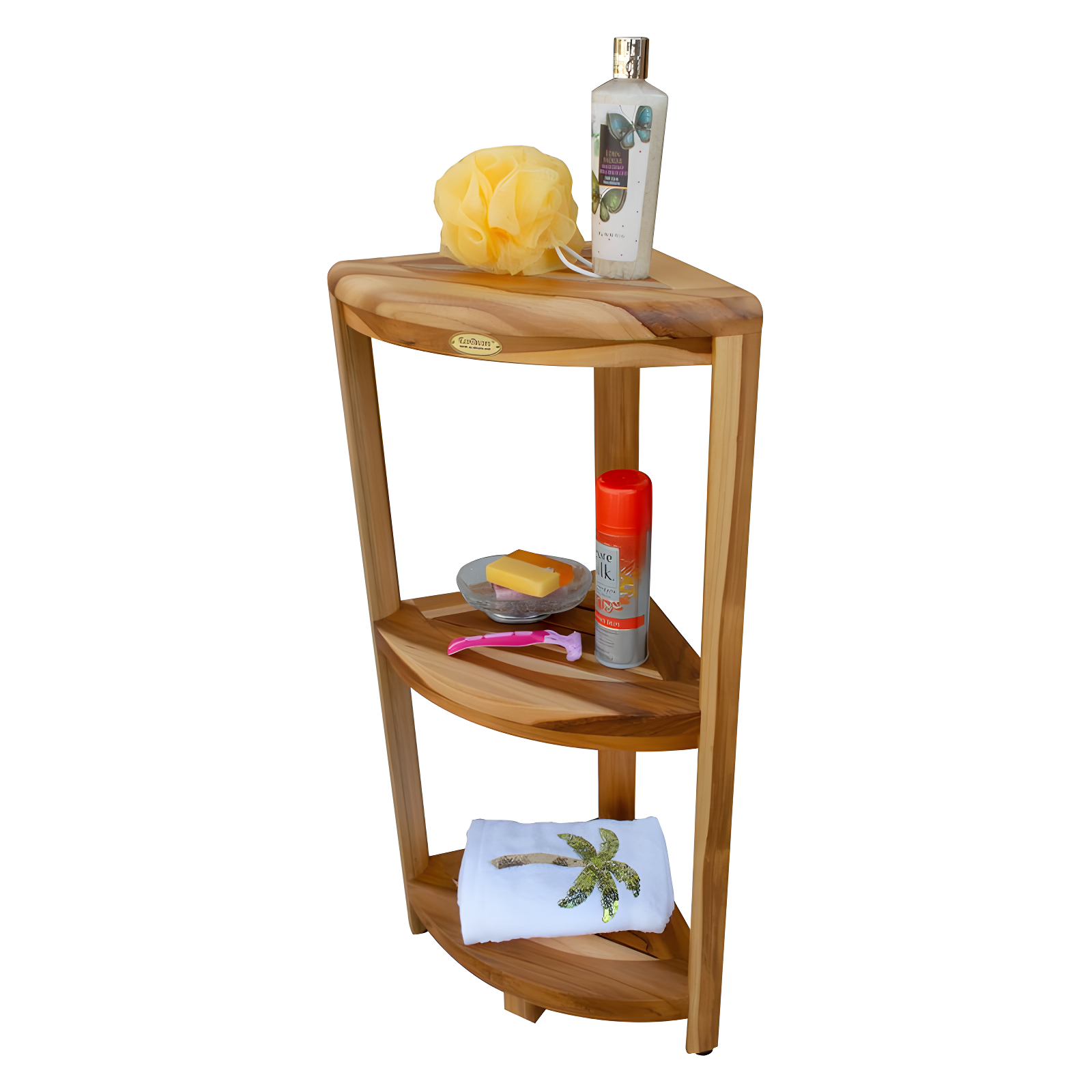EcoDecors EcoDecors, Snazzy Corner, Teak Corner Shower Shelf, Shower Stand Corner, in EarthyTeak™