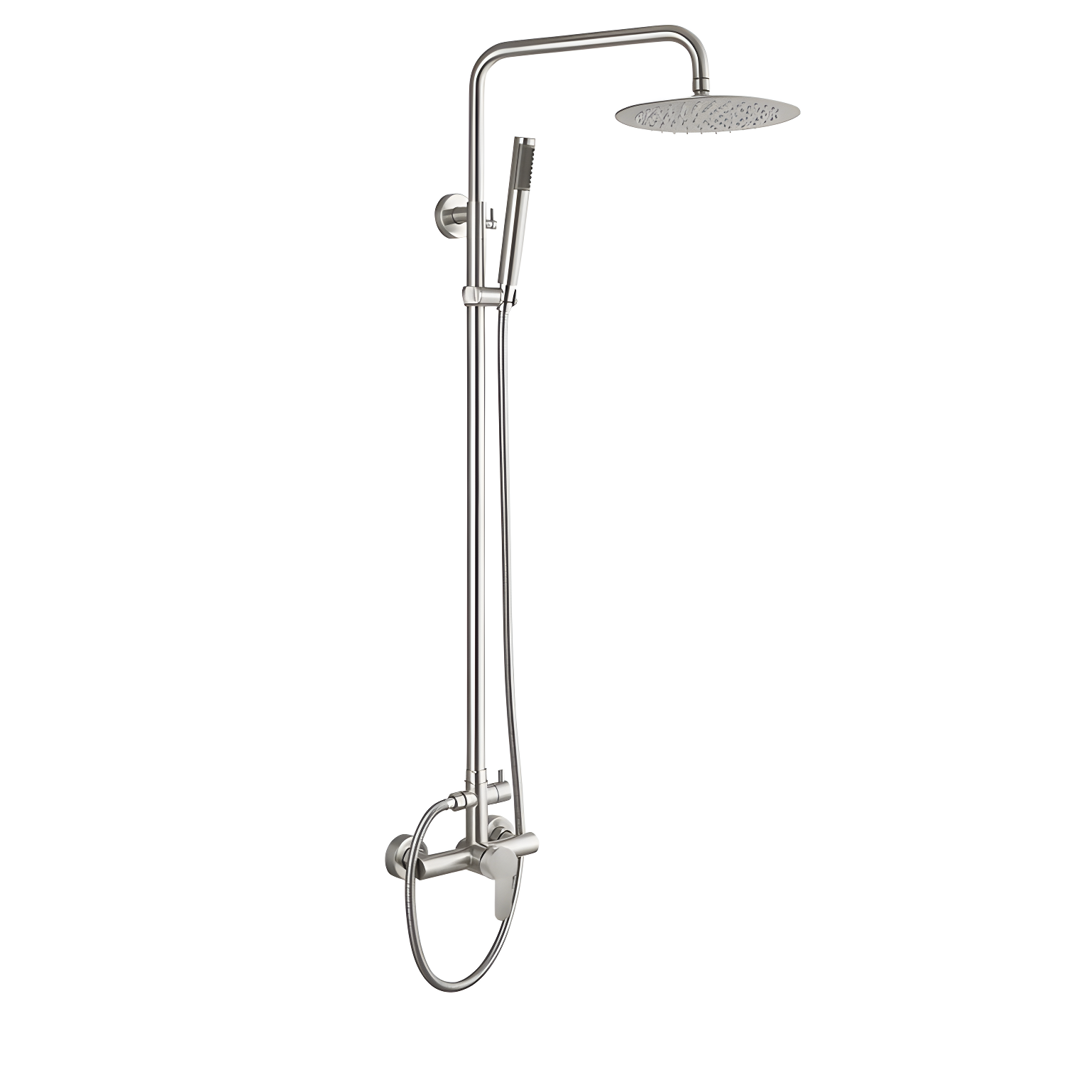Liria Wall Mount Brushed Stainless Steel Dual Function Outdoor Shower