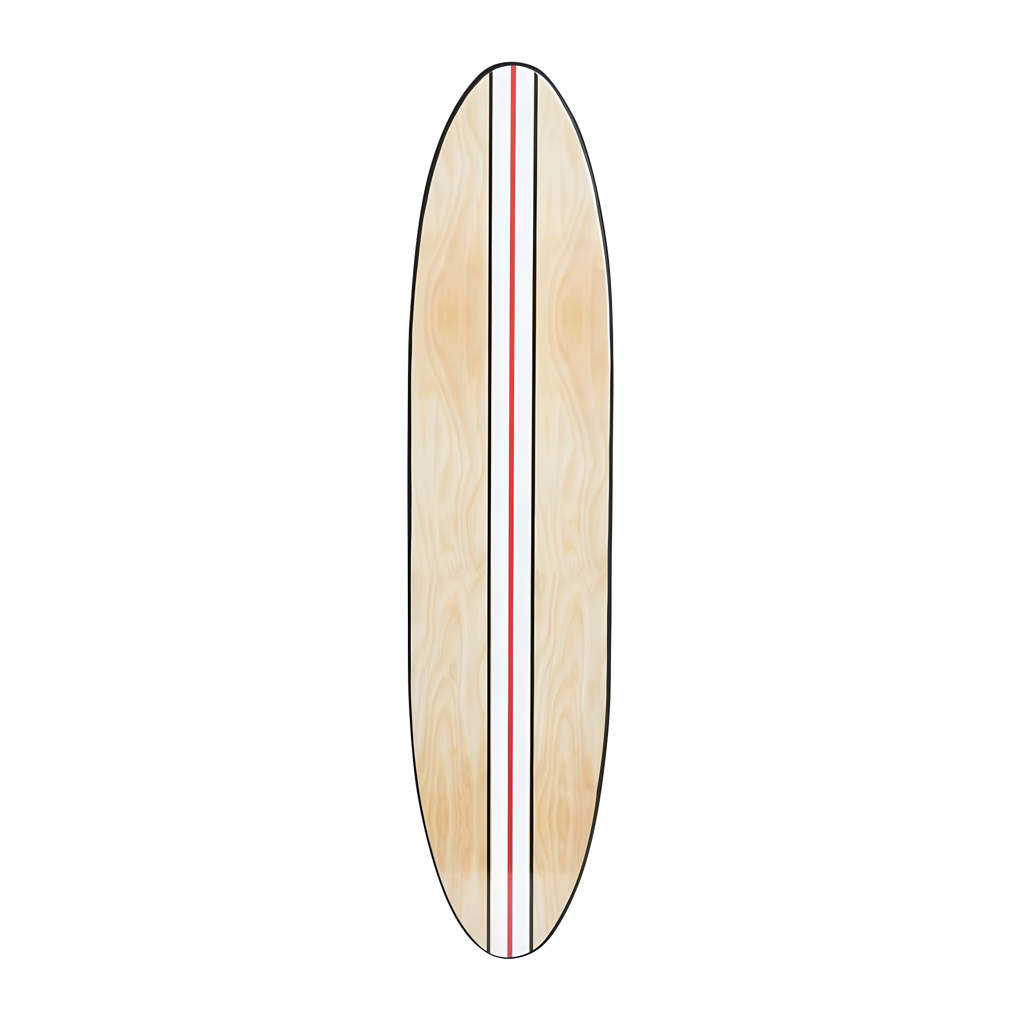 Storied Home Lacquered Wood Surfboard Wall Decor with White/Red Striped Hangs Vertical or Horizontal: Modern Abstract Art