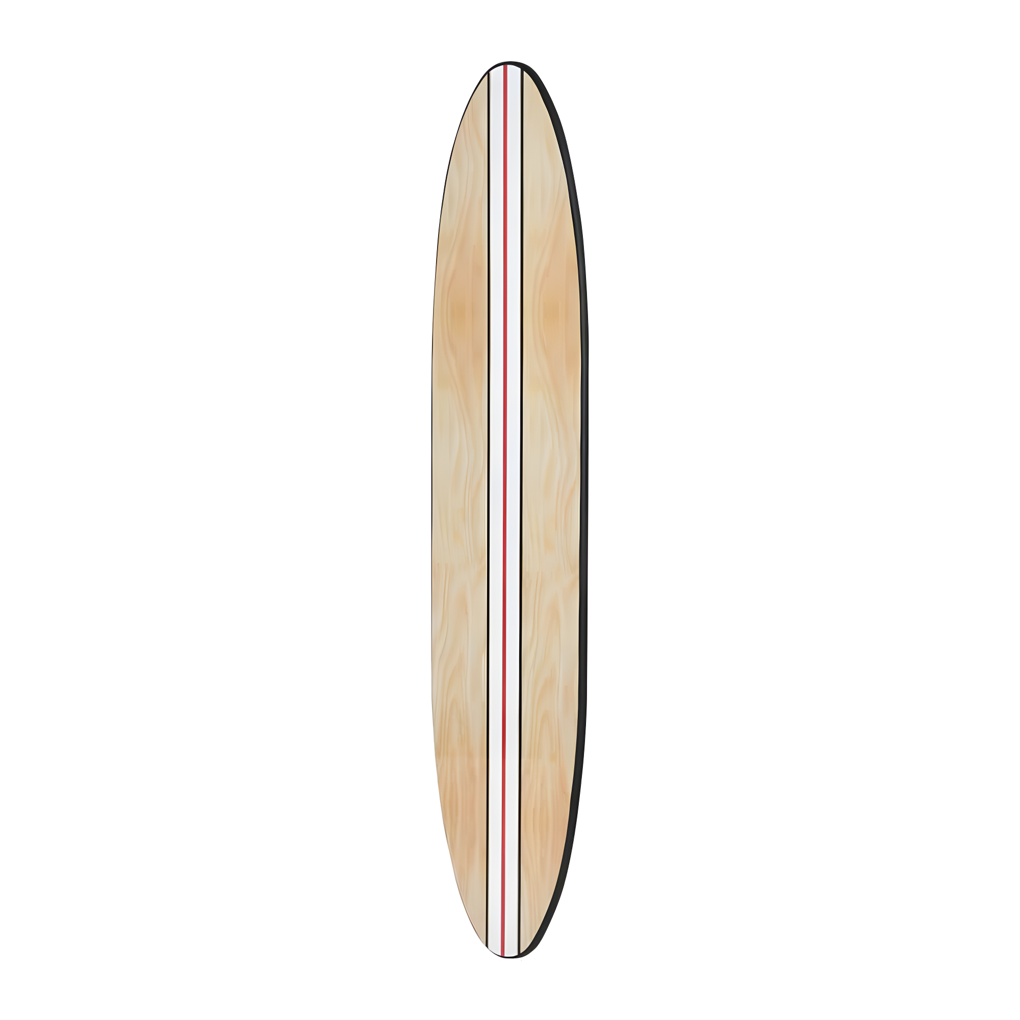 Storied Home Lacquered Wood Surfboard Wall Decor with White/Red Striped Hangs Vertical or Horizontal: Modern Abstract Art