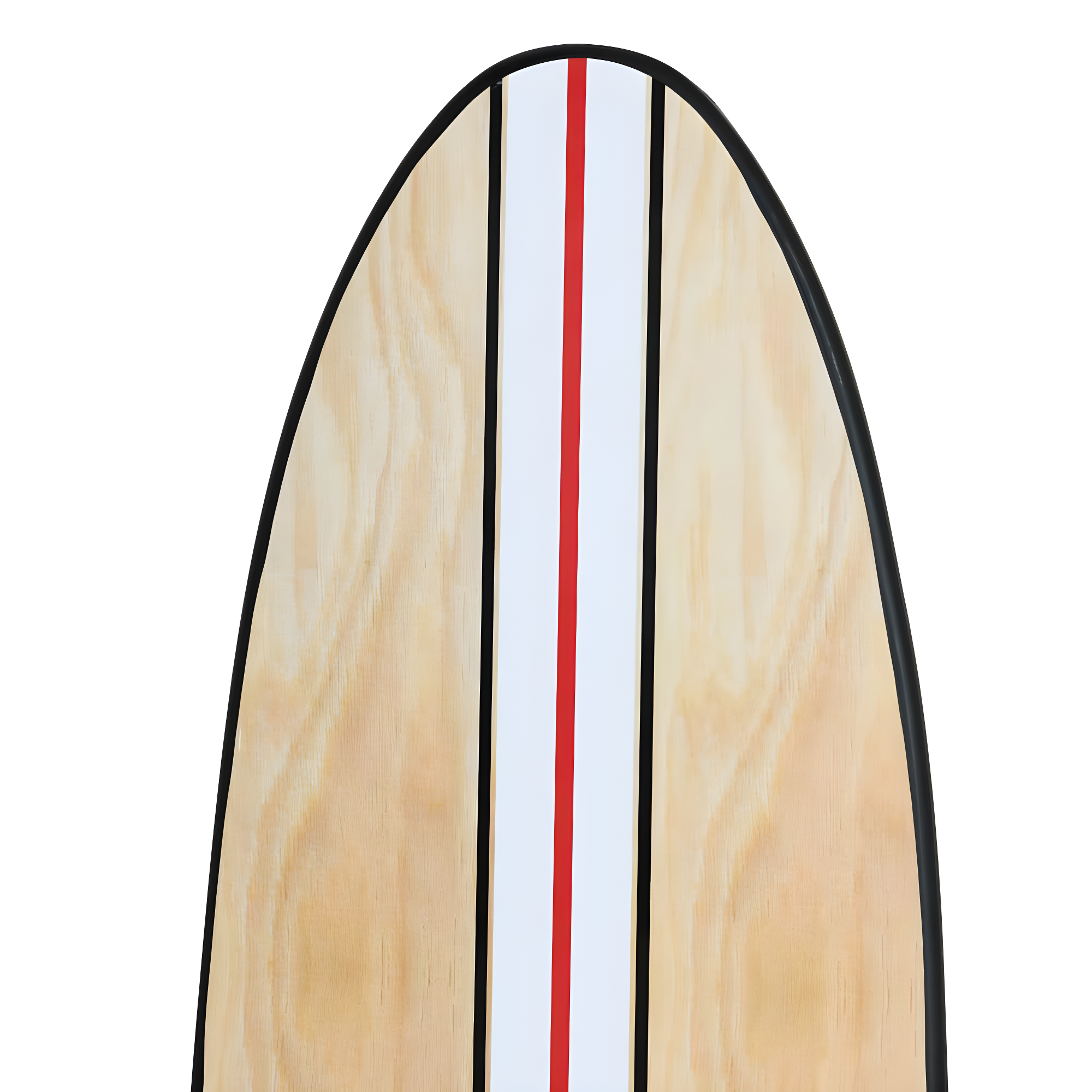 Storied Home Lacquered Wood Surfboard Wall Decor with White/Red Striped Hangs Vertical or Horizontal: Modern Abstract Art